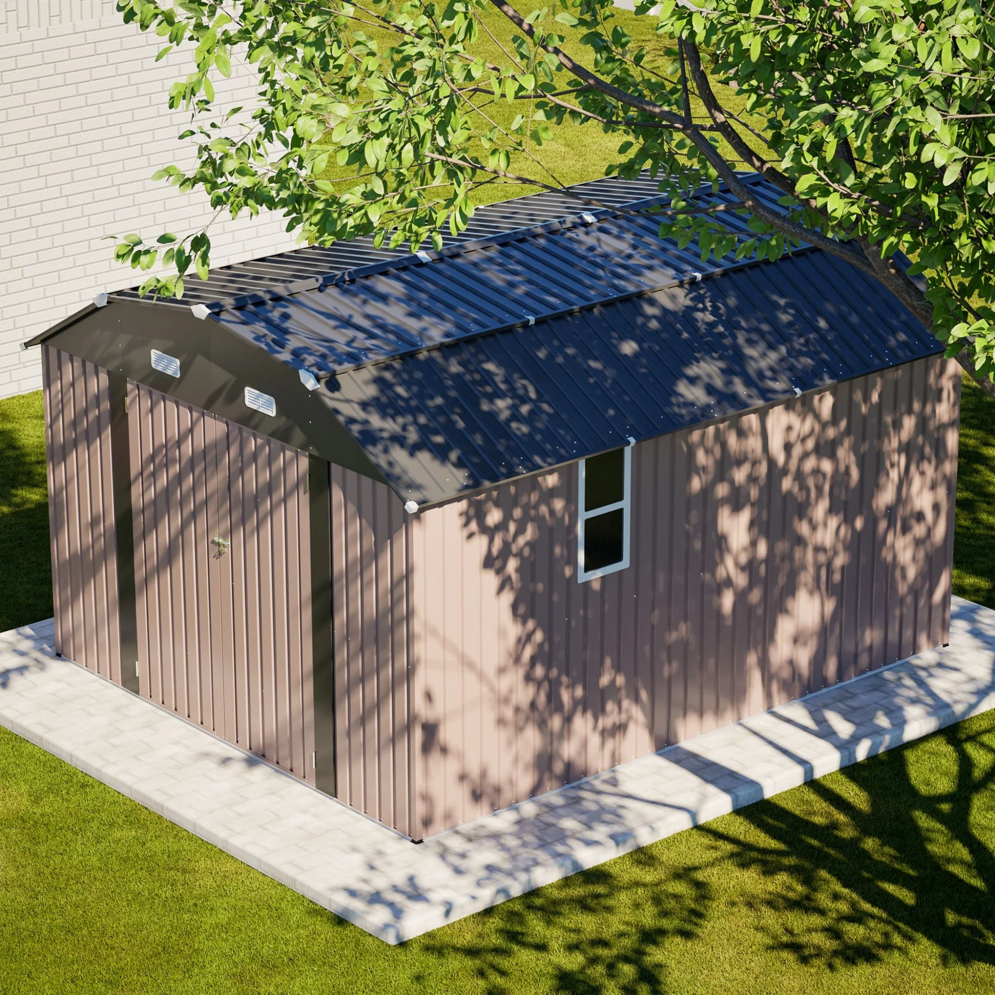 [10X12FT] Alora Heavy-Duty Outdoor Metal Storage Shed With Floor (SAK91820) - Image 9