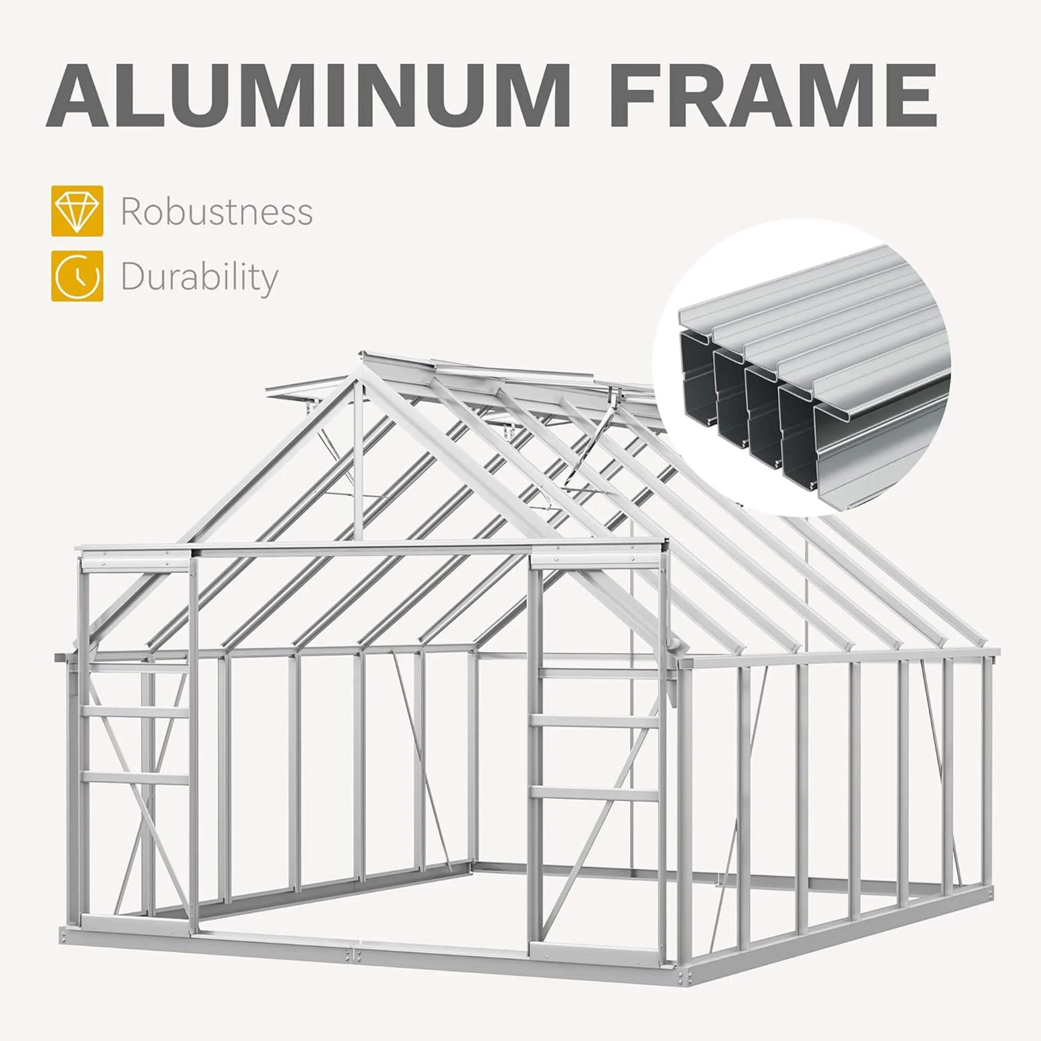 [10X12FT] Large Polycarbonate Walk-In Garden Greenhouse With Vent Window, 4MM (SAK71528) - Image 3
