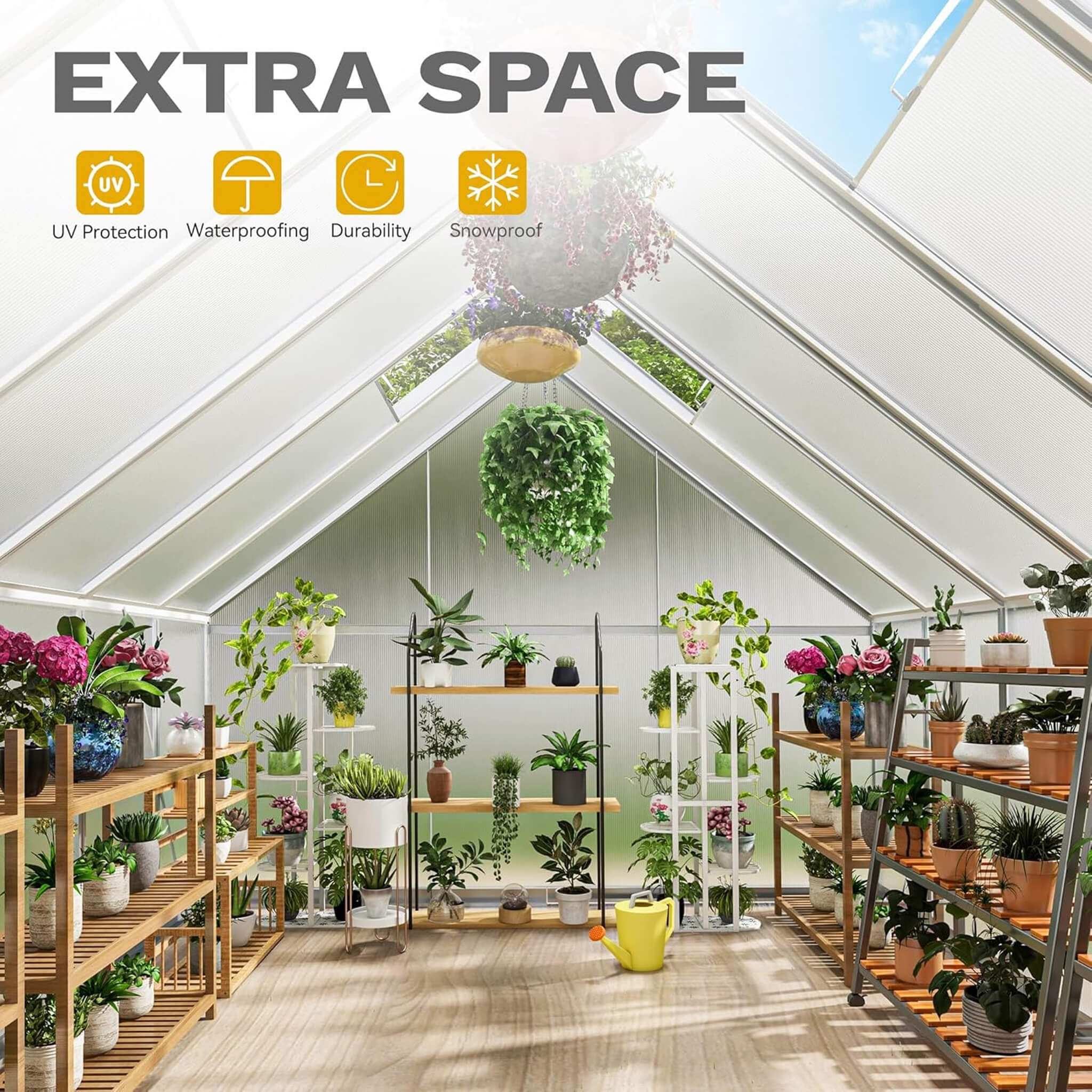 [10X12FT] Large Polycarbonate Walk-In Garden Greenhouse With Vent Window, 4MM (SAK71528) - Image 6