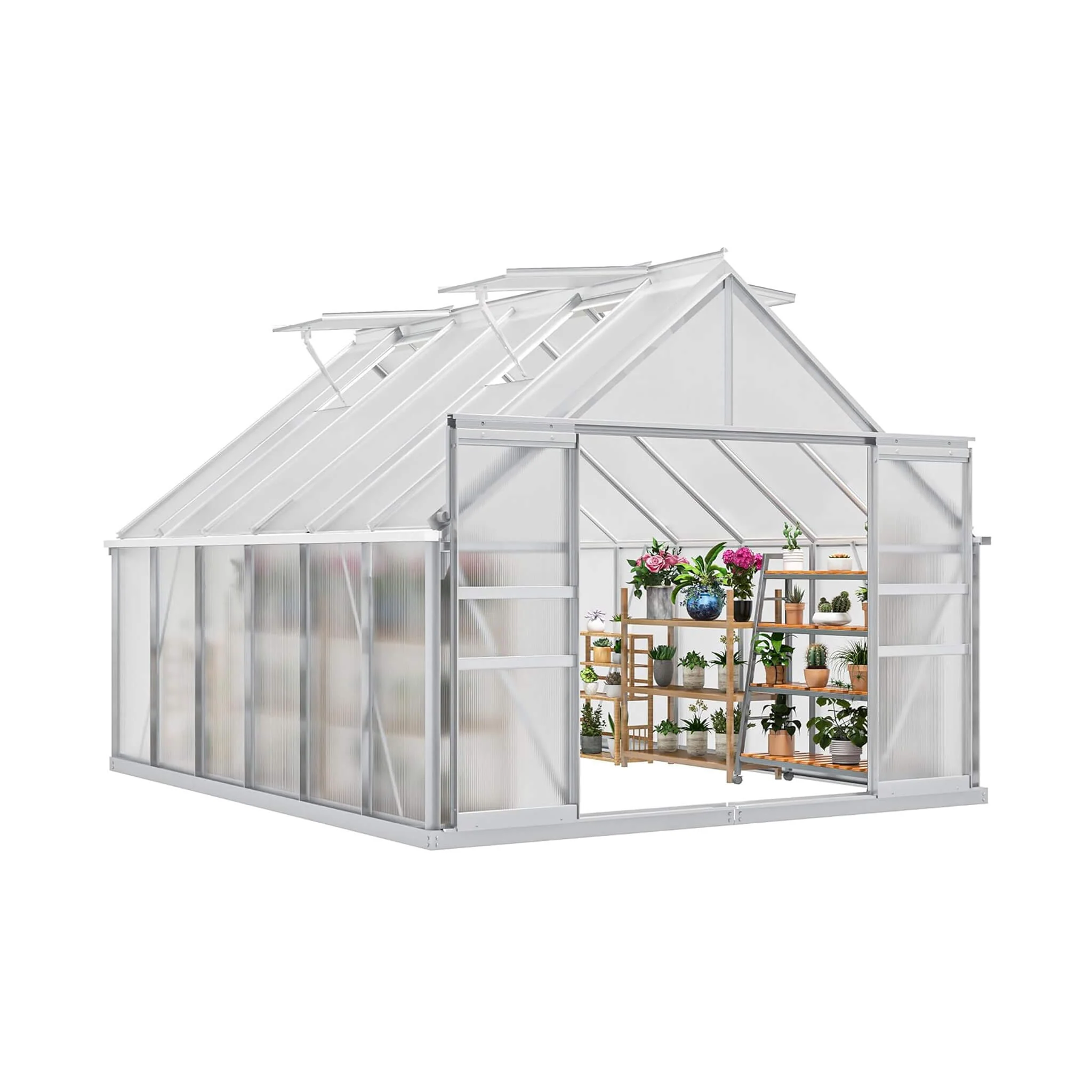 [10X12FT] Large Polycarbonate Walk-In Garden Greenhouse With Vent Window, 4MM (SAK71528) - Image 7
