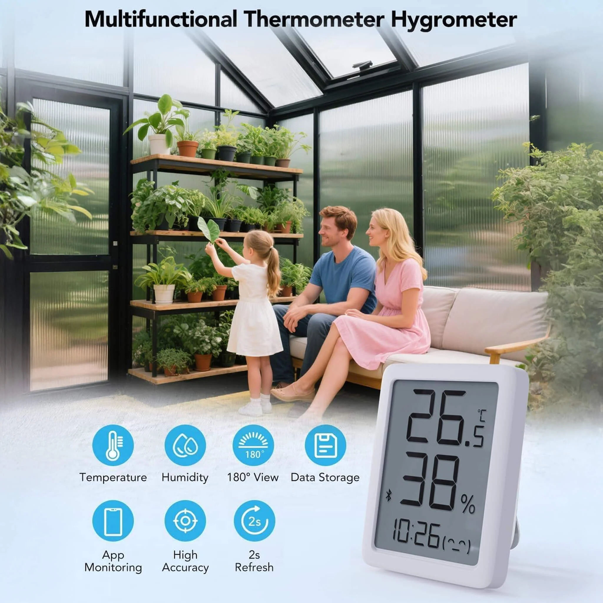 [10X12FT] Outdoor Polycarbonate Aluminum Greenhouse With UV Protection And Thermometer (SAK59183) - Image 3