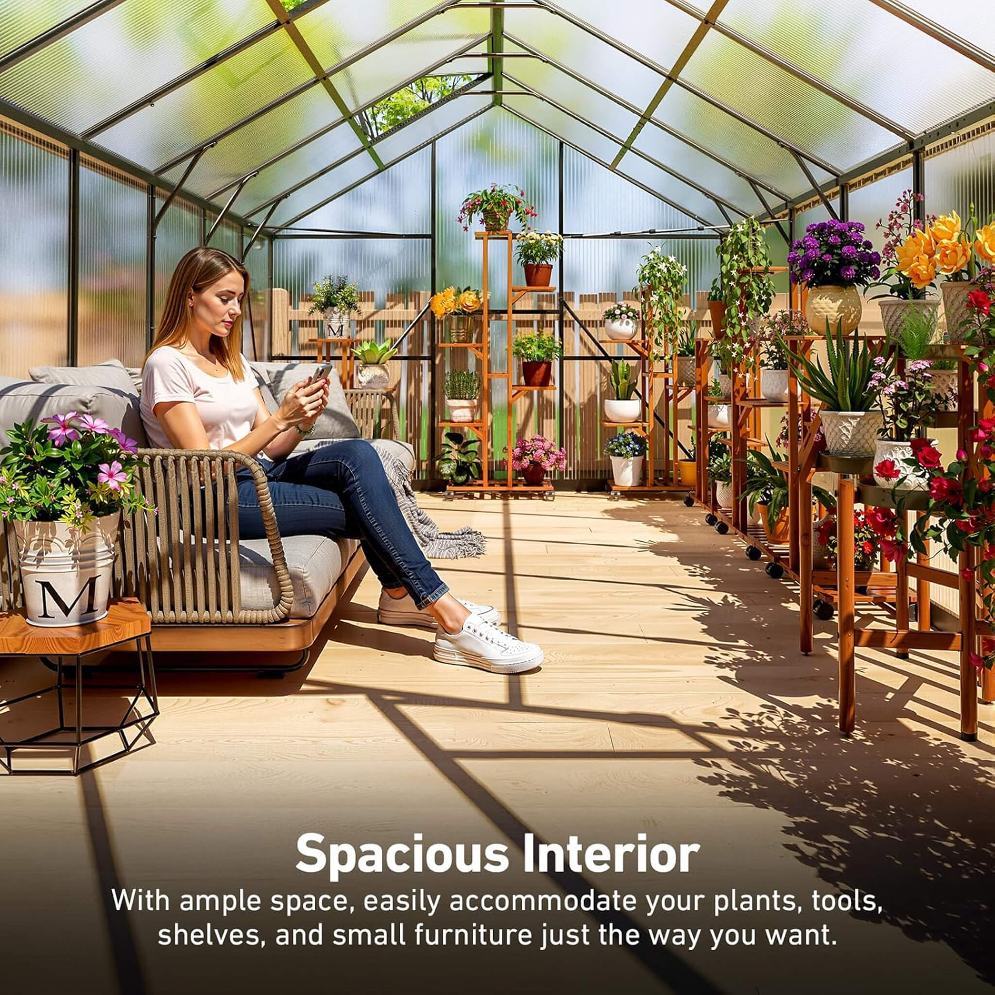 [10X12FT] Outdoor Polycarbonate Aluminum Greenhouse With UV Protection And Thermometer (SAK59183) - Image 5