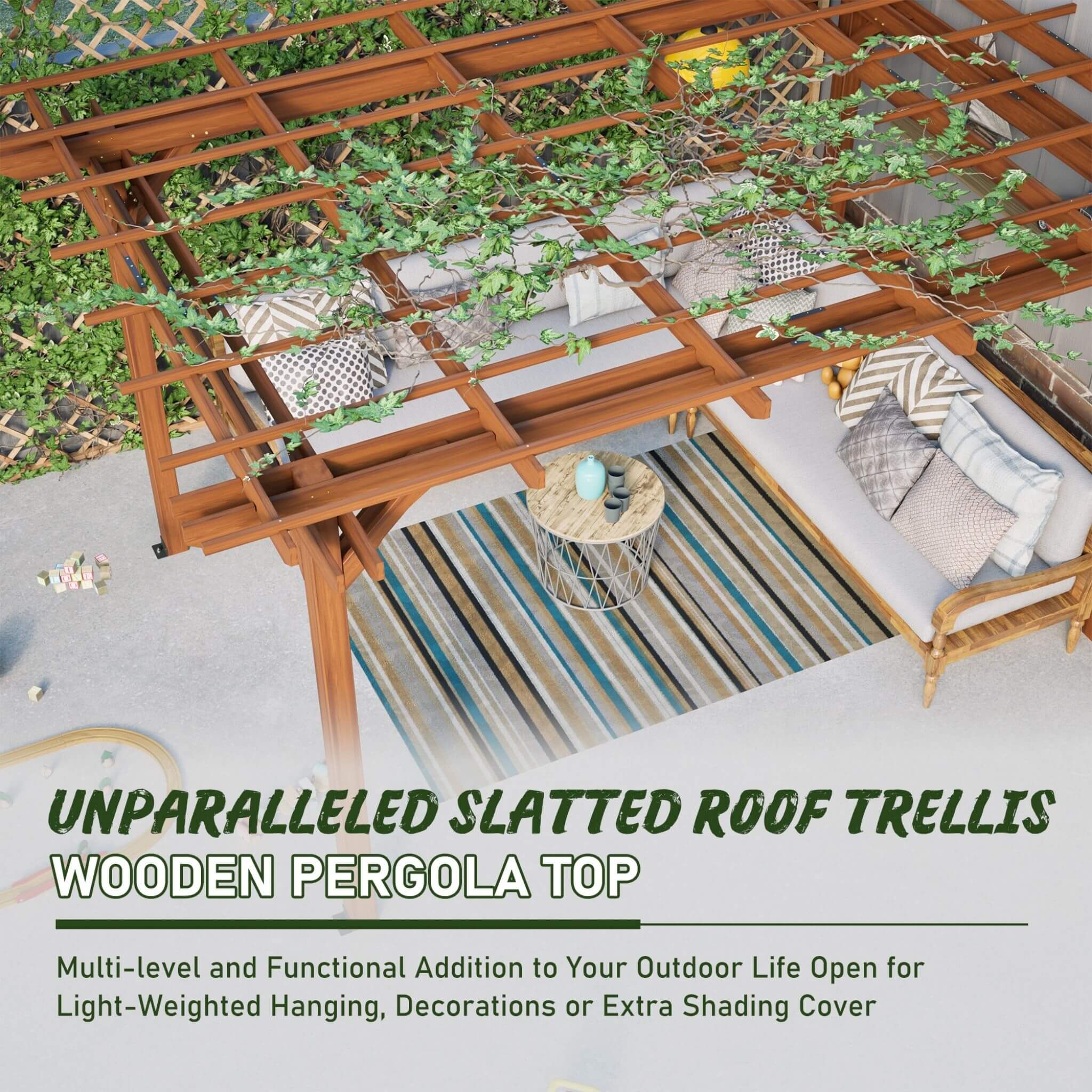 [10X12FT] Alora Premium Extra Large Outdoor Weather-Resistant Wooden Grape Pergola (SAK16278) - Image 6