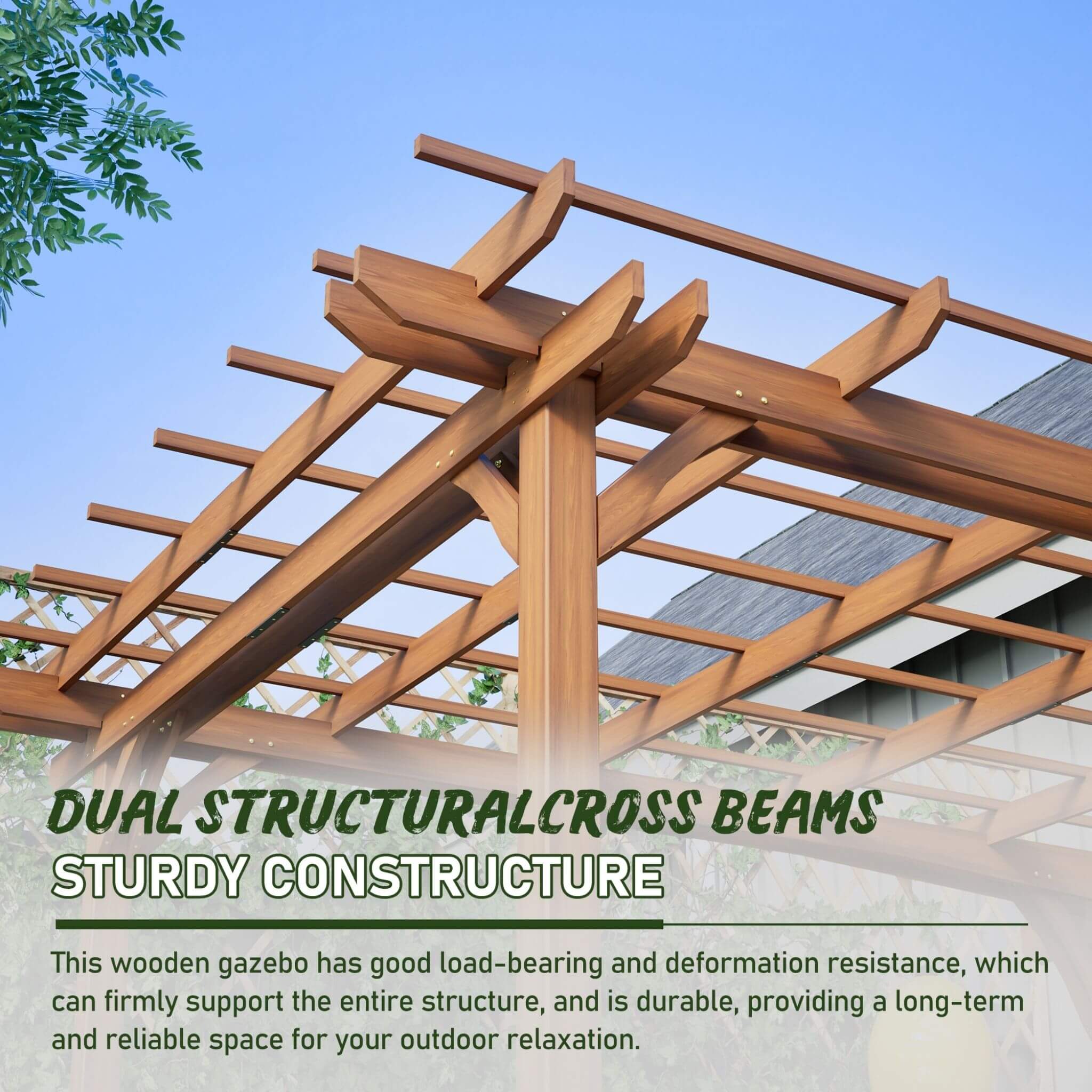 [10X12FT] Alora Premium Extra Large Outdoor Weather-Resistant Wooden Grape Pergola (SAK16278) - Image 8