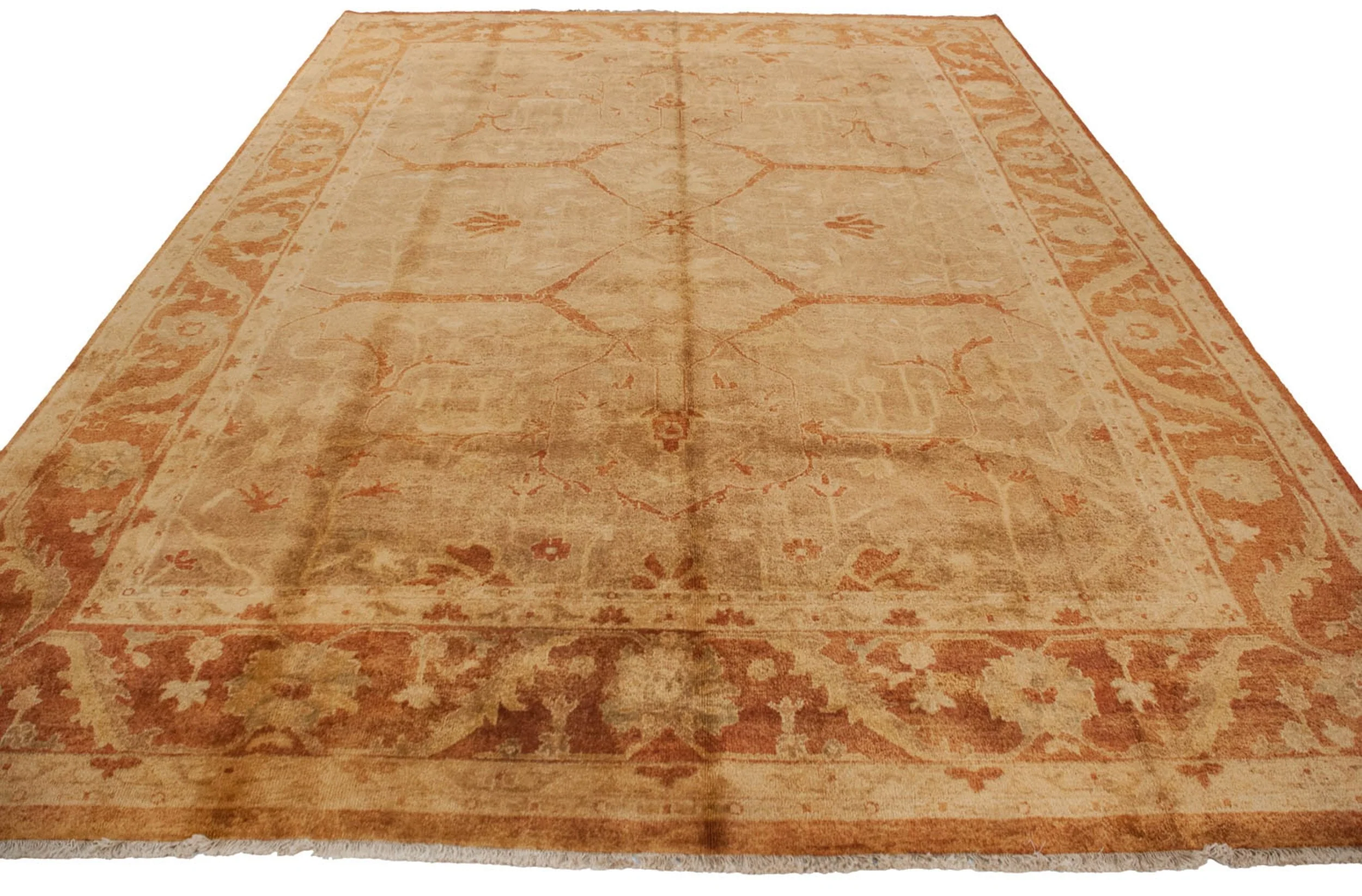 10x13.5 New Gold Wash Indian Oushak Design Carpet - Image 3