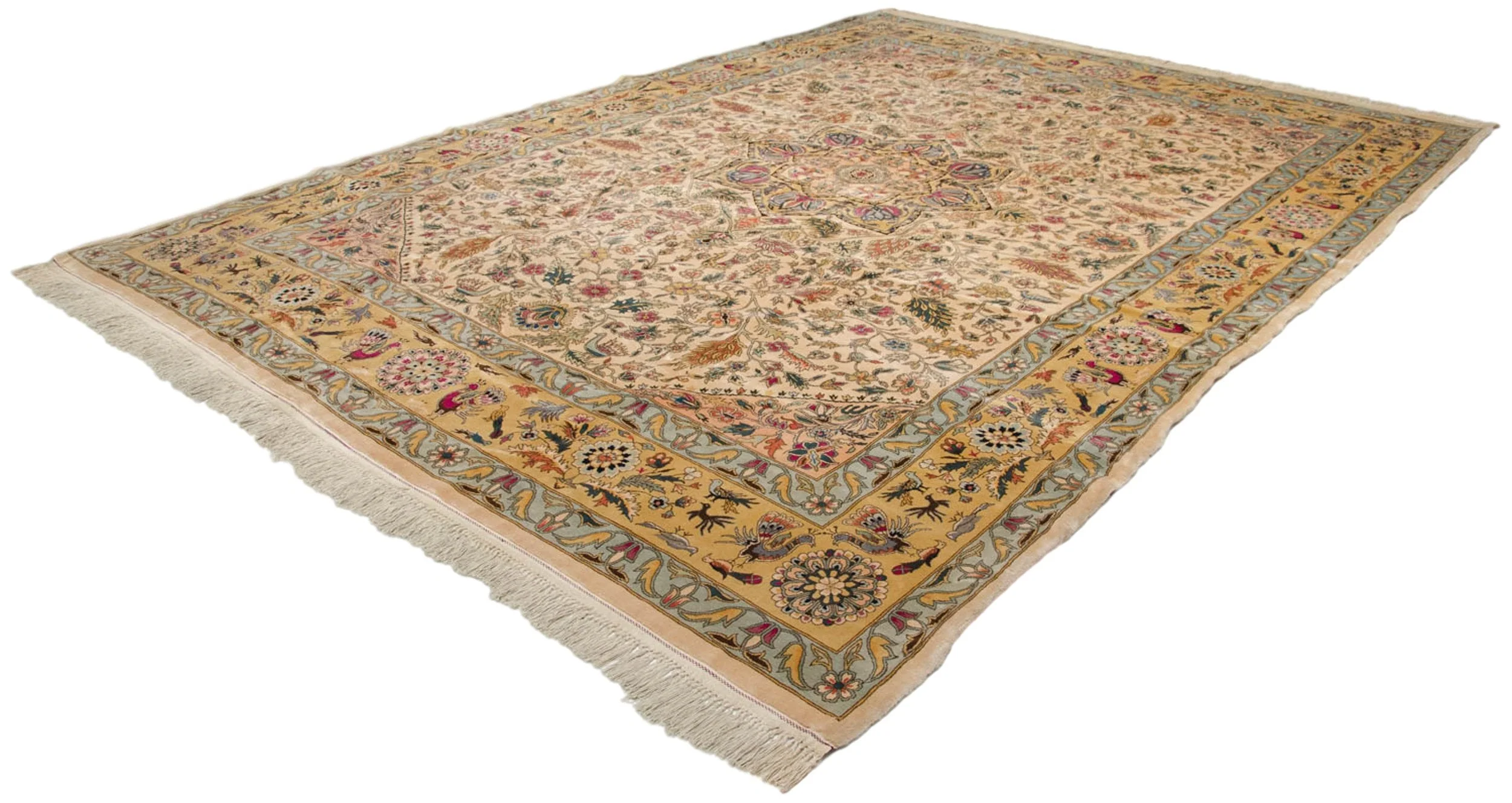 10x13.5 Vintage Fine Bulgarian Isfahan Design Carpet - Image 4