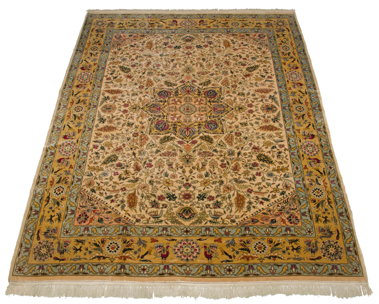 10x13.5 Vintage Fine Bulgarian Isfahan Design Carpet - Image 5