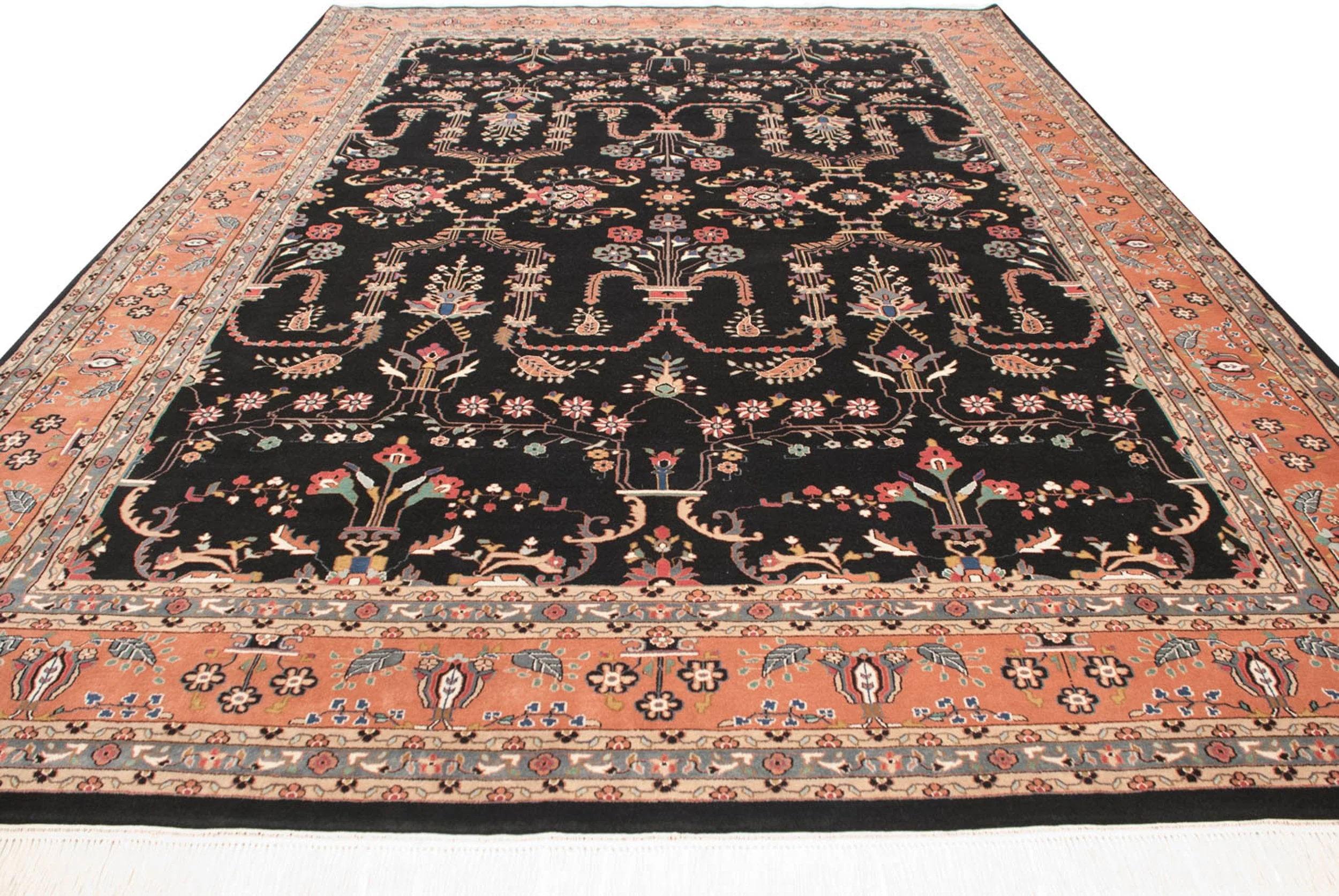 10x13.5 Vintage Indian Mohajeran Sarouk Design Carpet - Image 2