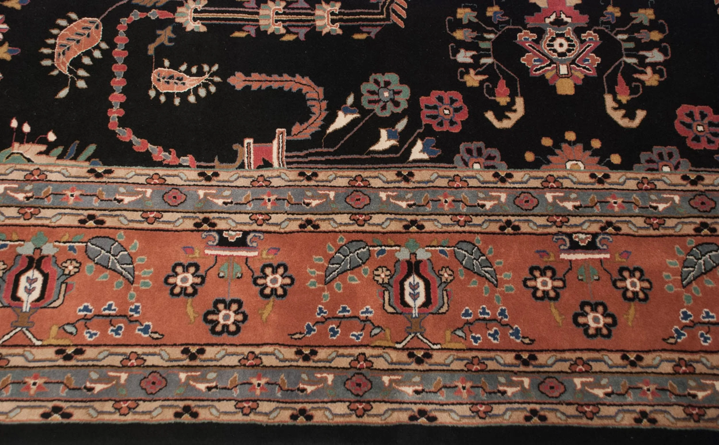 10x13.5 Vintage Indian Mohajeran Sarouk Design Carpet - Image 3