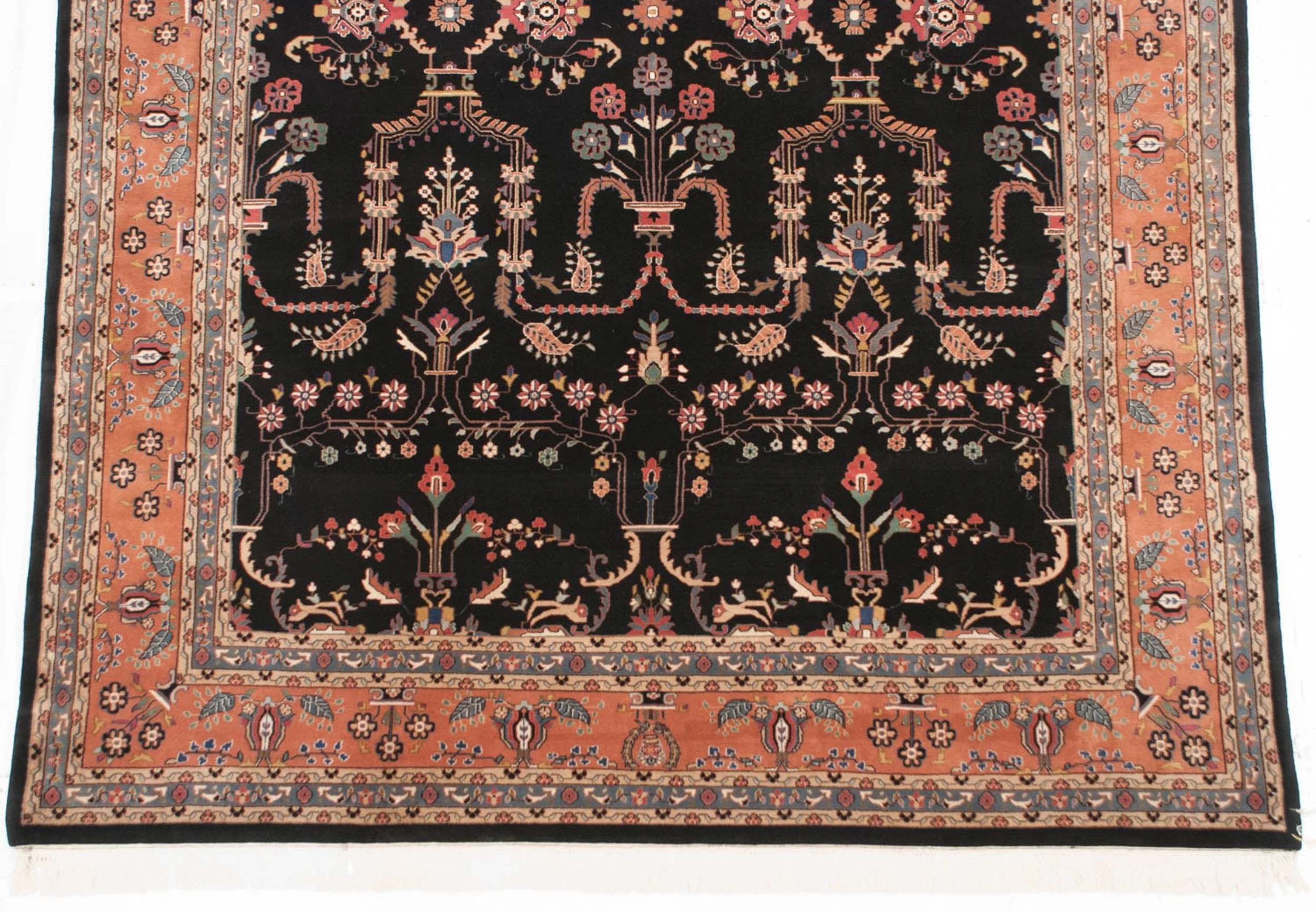 10x13.5 Vintage Indian Mohajeran Sarouk Design Carpet - Image 4