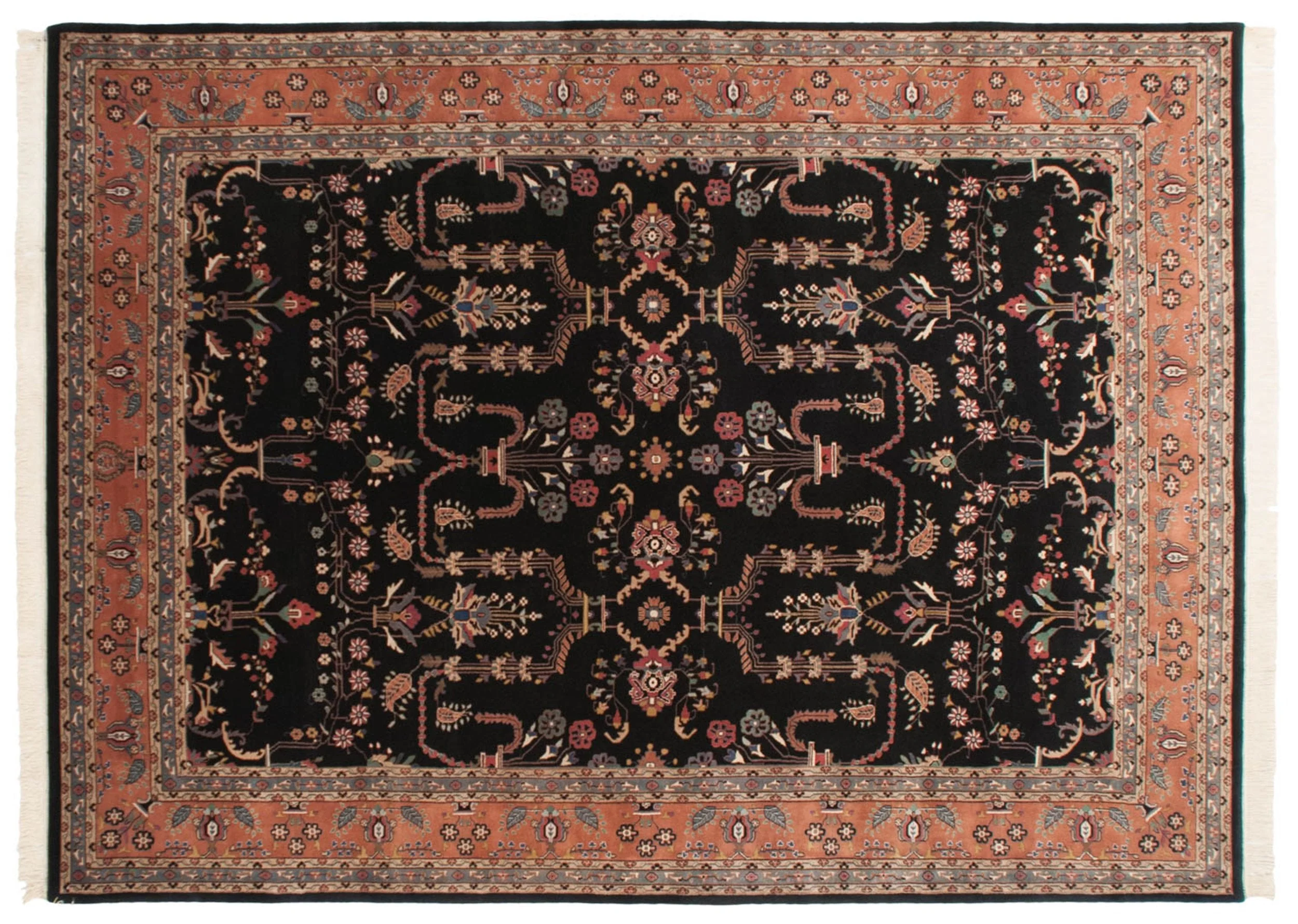 10x13.5 Vintage Indian Mohajeran Sarouk Design Carpet - Image 6