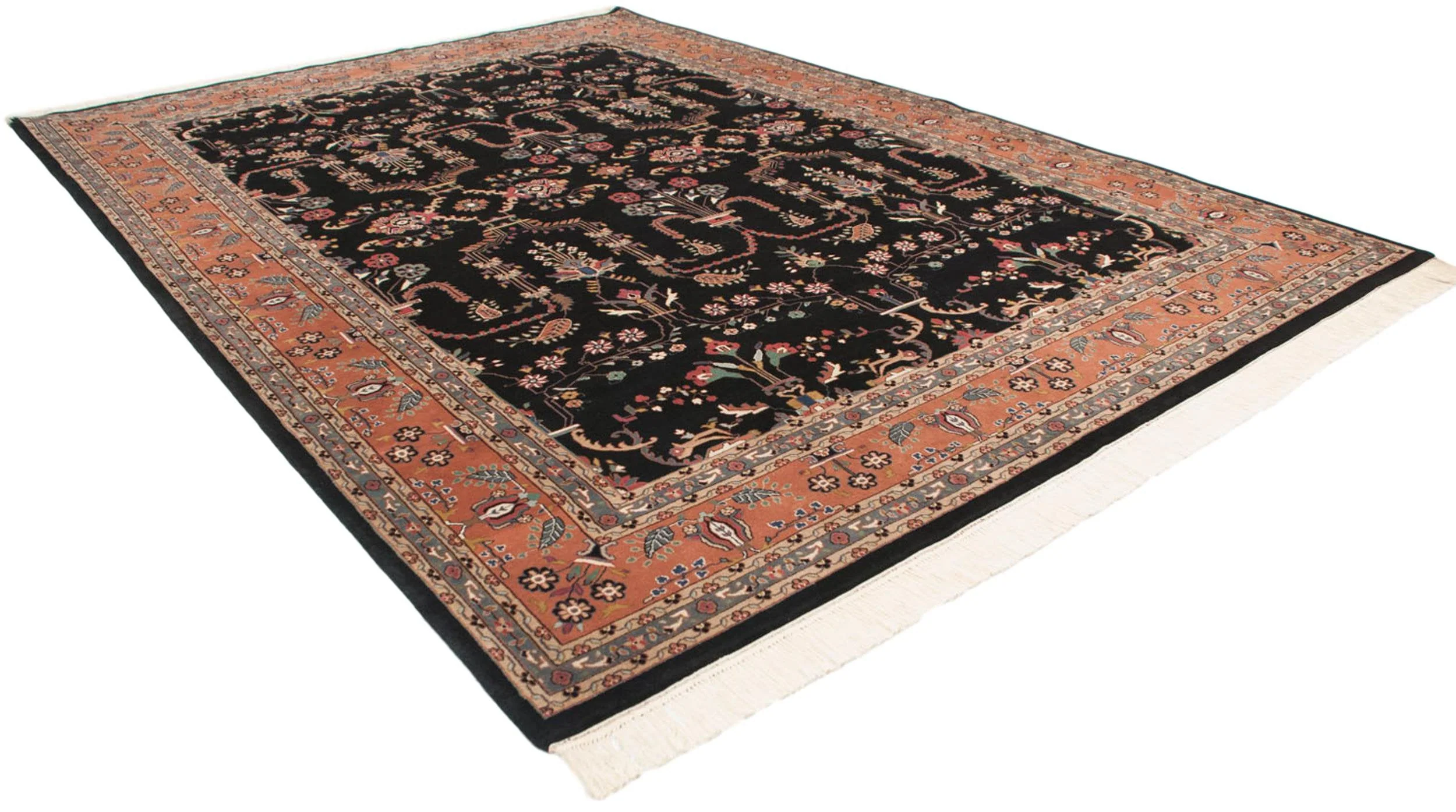 10x13.5 Vintage Indian Mohajeran Sarouk Design Carpet - Image 8