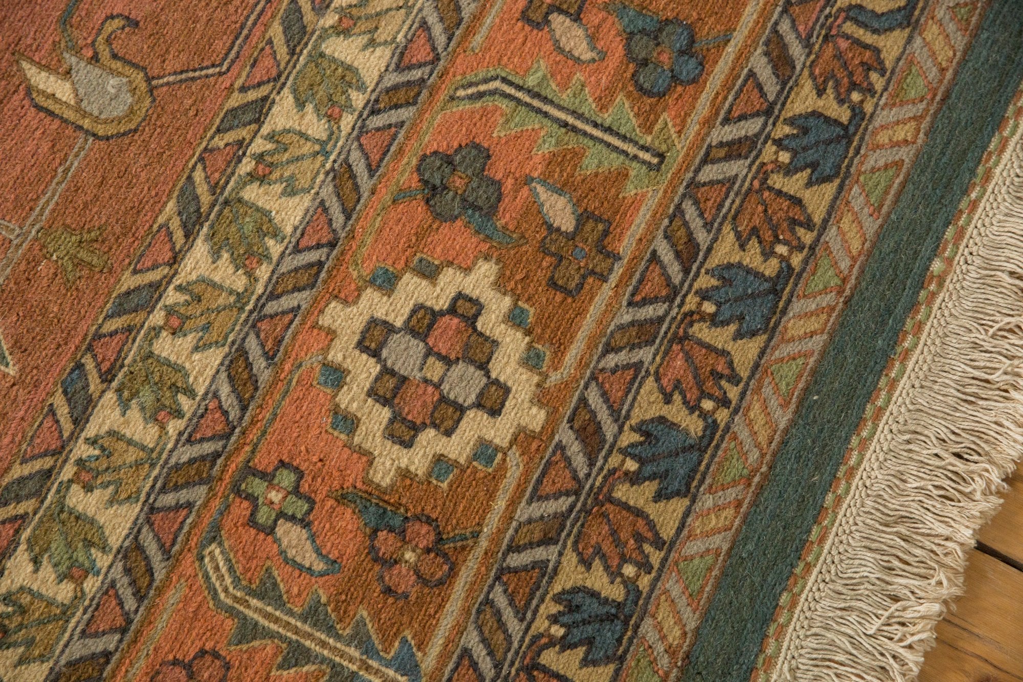 10x13.5 Vintage Serapi Indian Soumac Design Carpet - Image 12