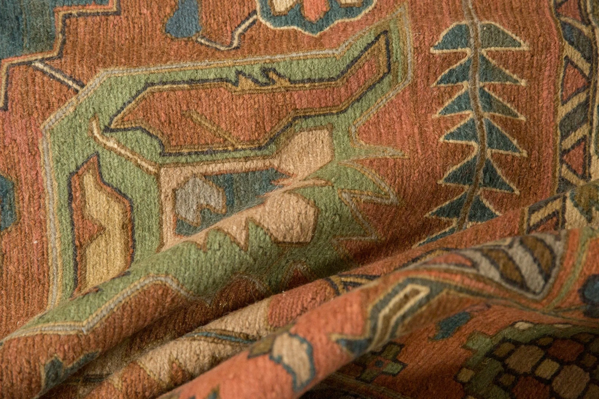10x13.5 Vintage Serapi Indian Soumac Design Carpet - Image 14
