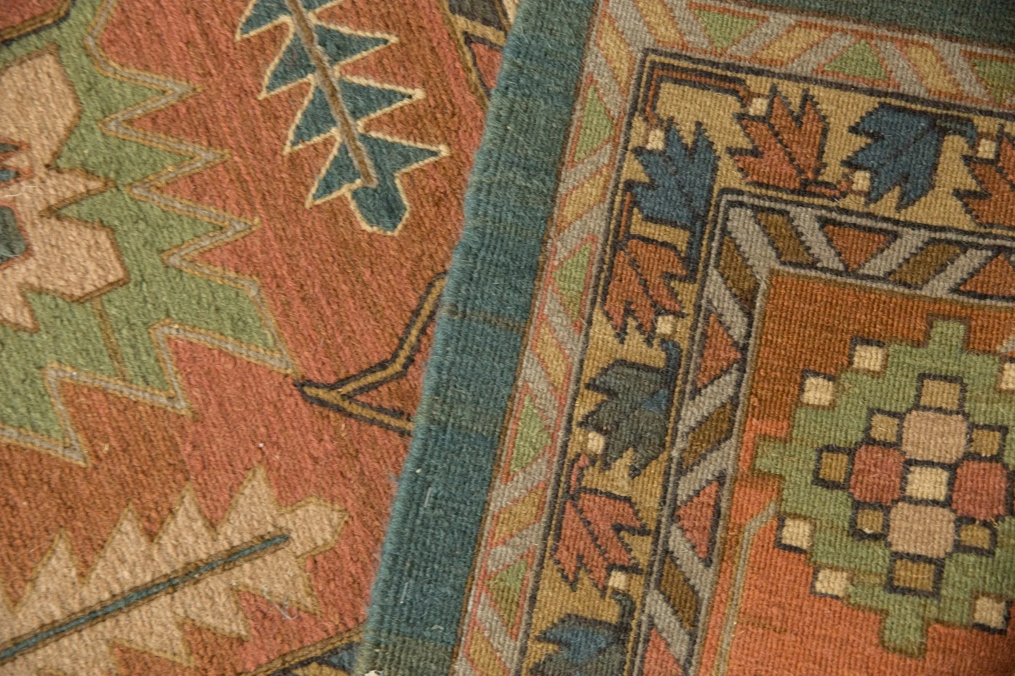 10x13.5 Vintage Serapi Indian Soumac Design Carpet - Image 15