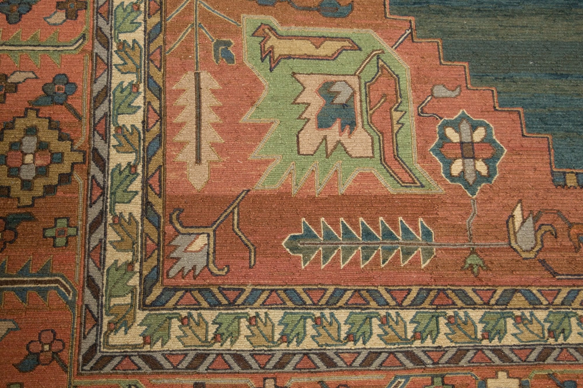 10x13.5 Vintage Serapi Indian Soumac Design Carpet - Image 6