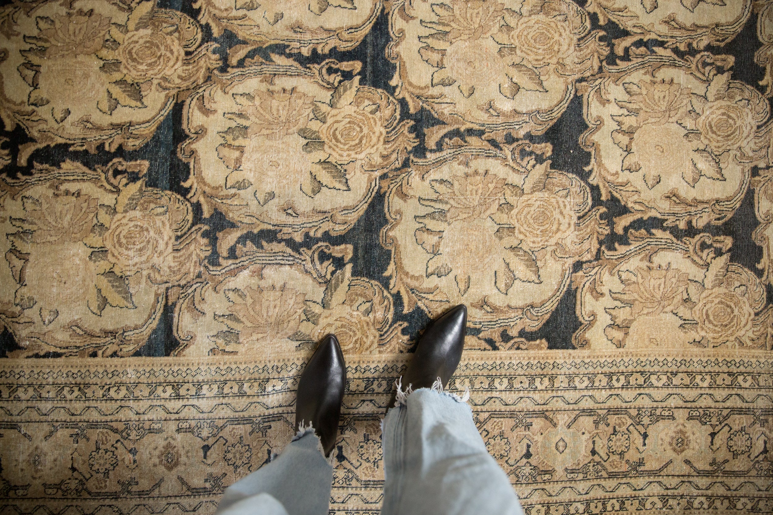 10x13 Antique Distressed Tabriz Carpet - Image 2