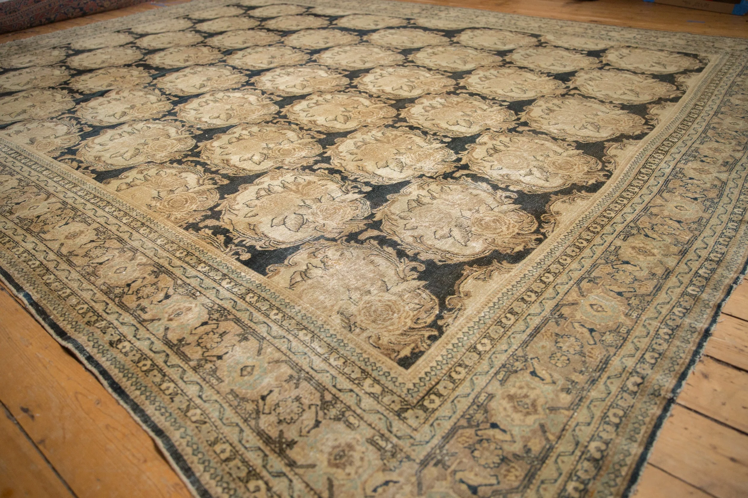 10x13 Antique Distressed Tabriz Carpet - Image 5