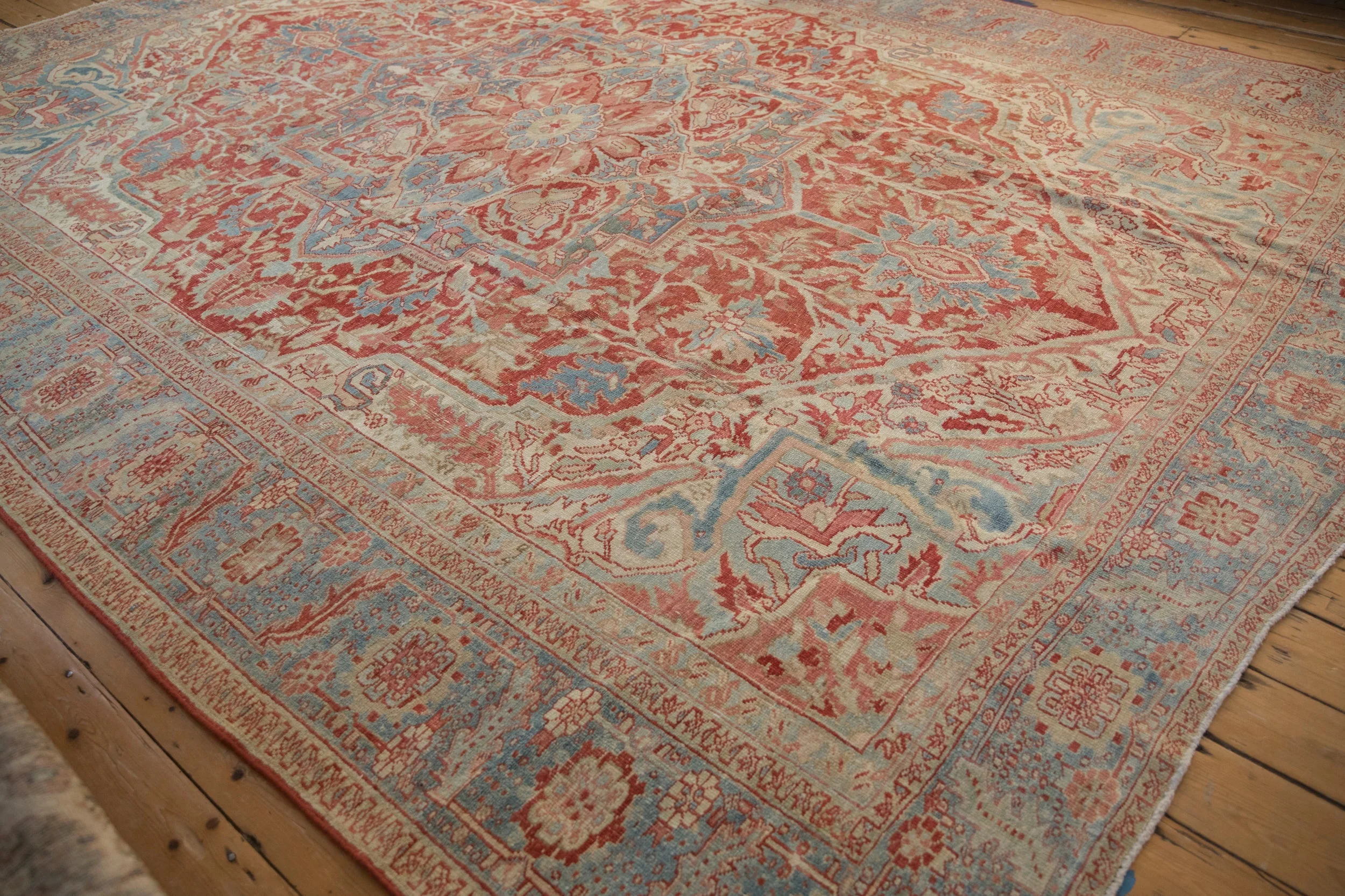 10x13 Vintage Distressed Heriz Carpet - Image 10