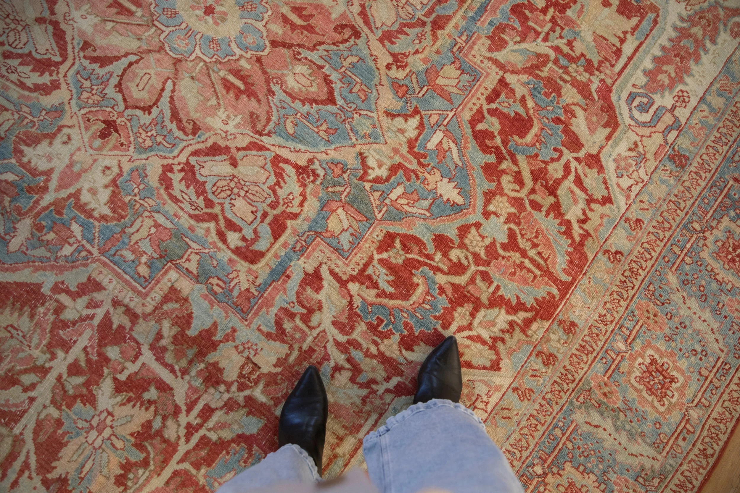 10x13 Vintage Distressed Heriz Carpet - Image 2