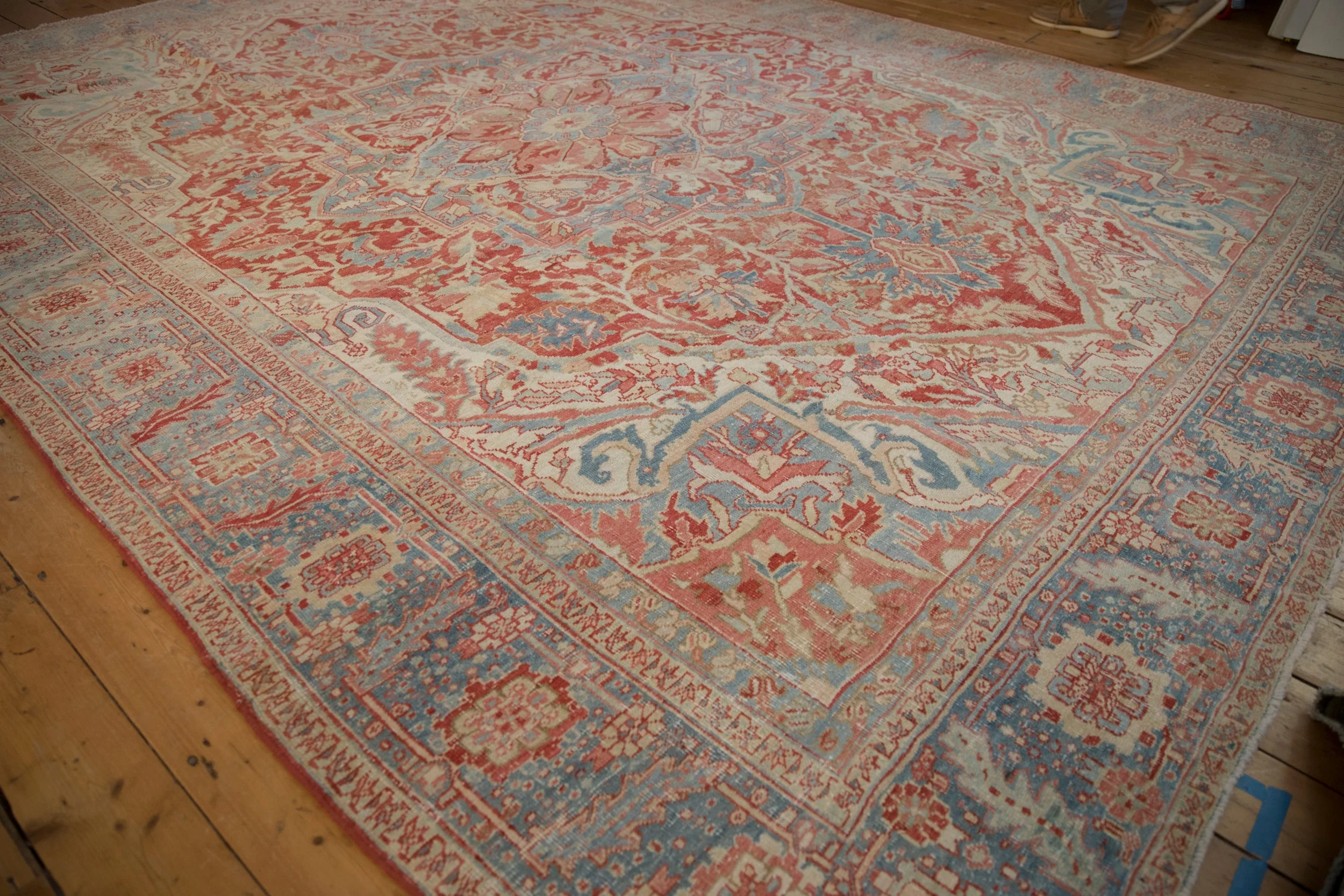 10x13 Vintage Distressed Heriz Carpet - Image 4