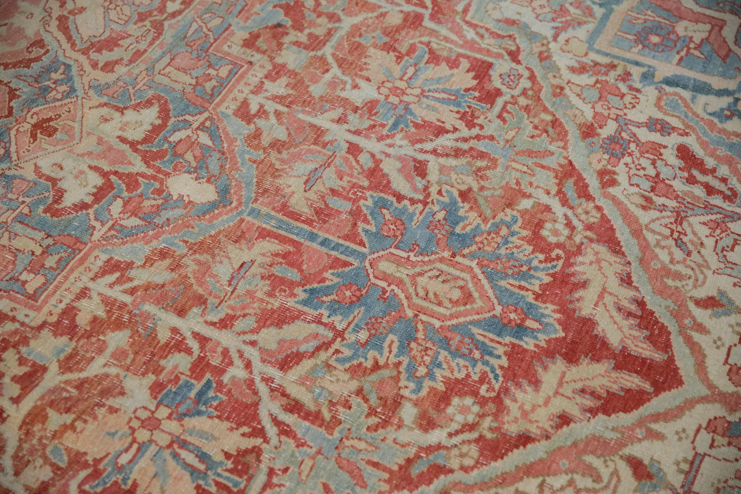 10x13 Vintage Distressed Heriz Carpet - Image 5