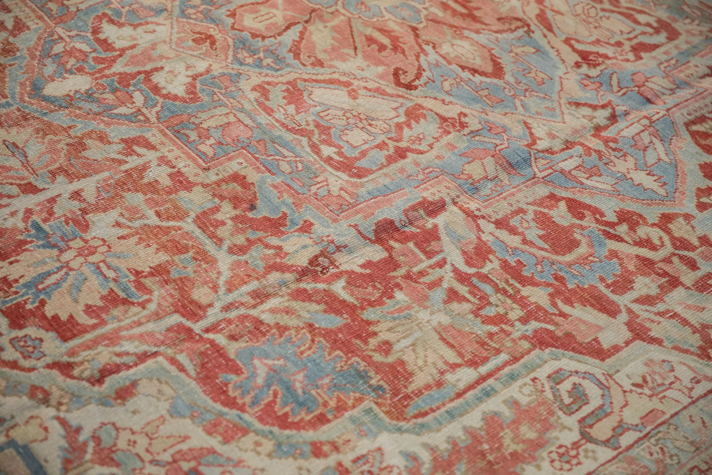 10x13 Vintage Distressed Heriz Carpet - Image 8