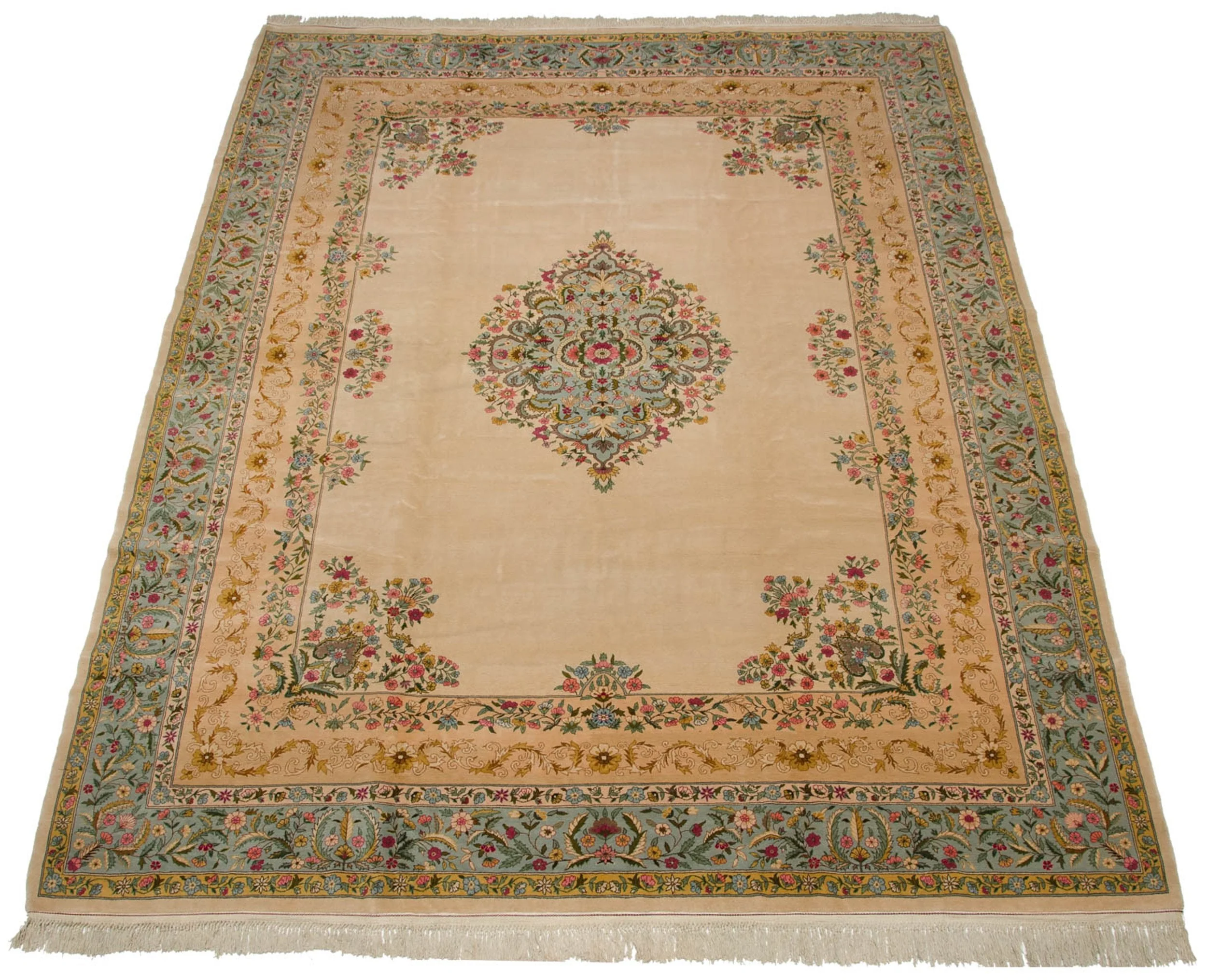10x13 Vintage Fine Bulgarian Kerman Design Carpet - Image 3