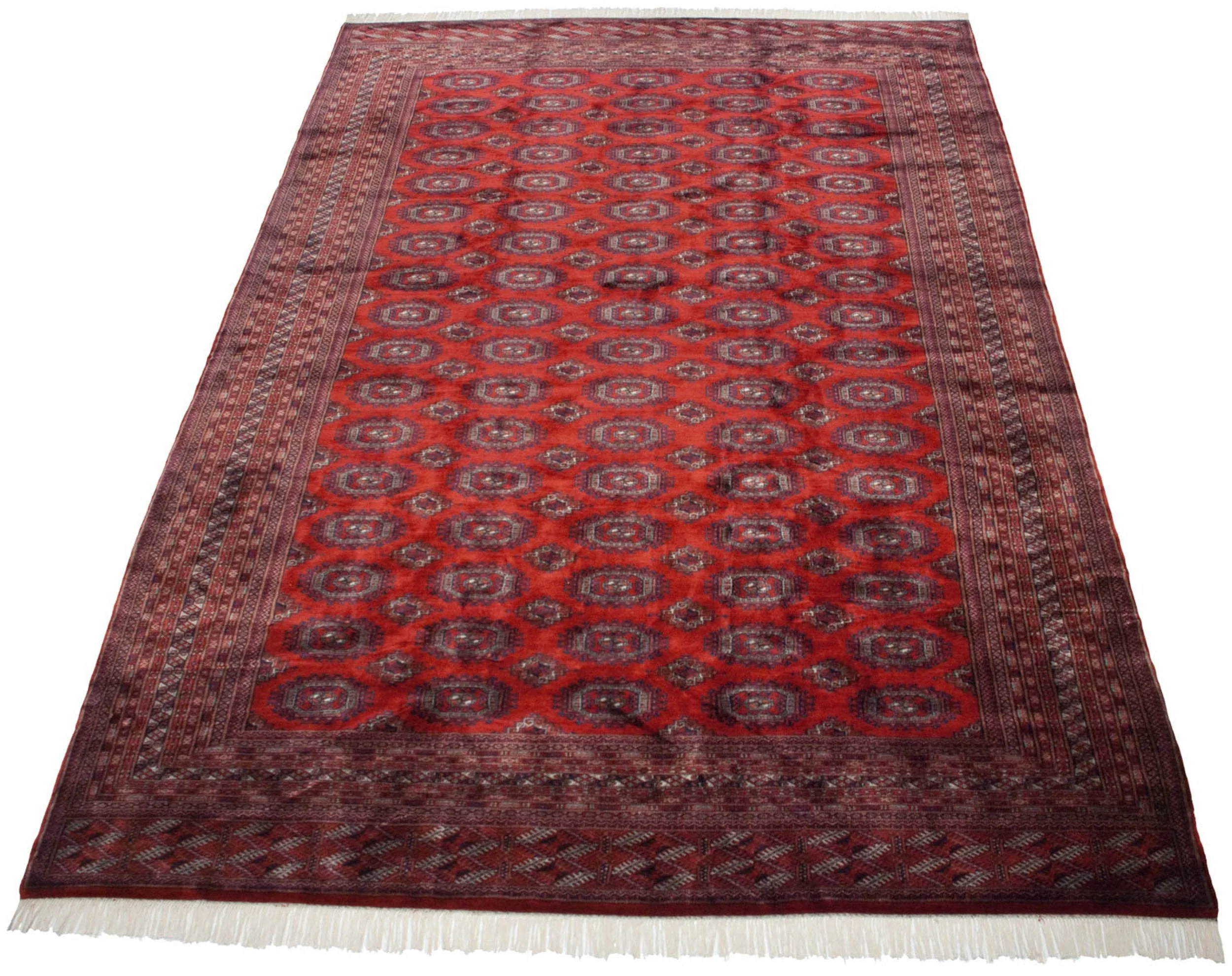 10x14.5 Vintage Fine Pakistani Turkmen Design Carpet - Image 4