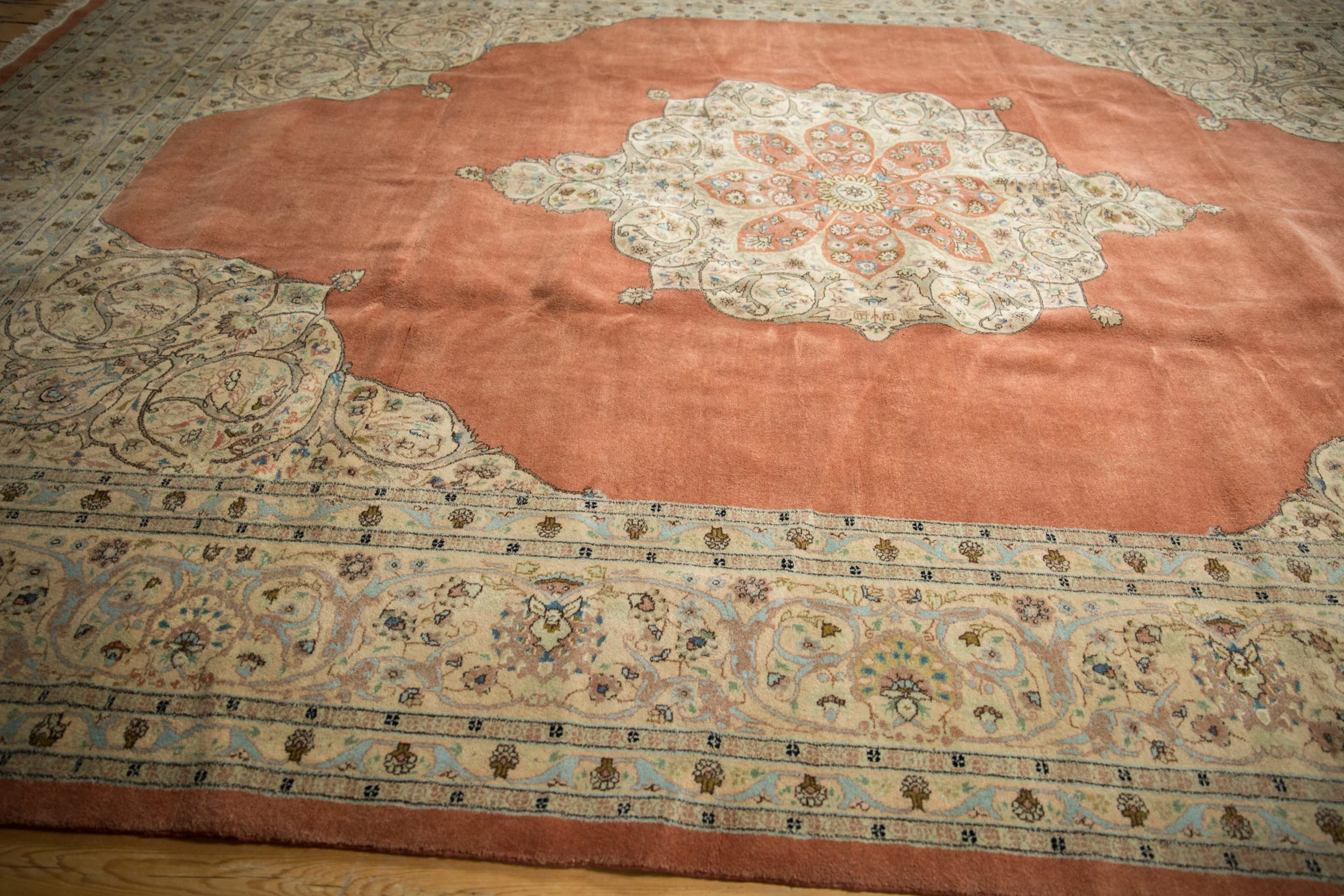 10x14.5 Vintage Tabriz Carpet - Image 11
