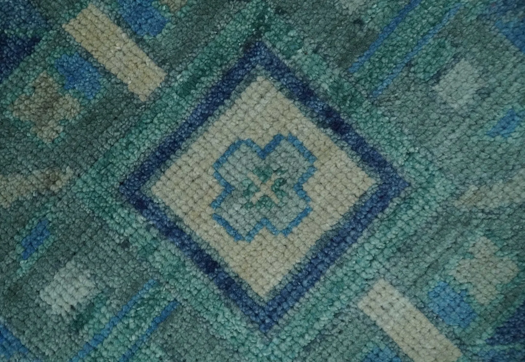 10x14 Hand Knotted Blue and Silver Traditional Antique style Wool Rug, Living Room - Image 4