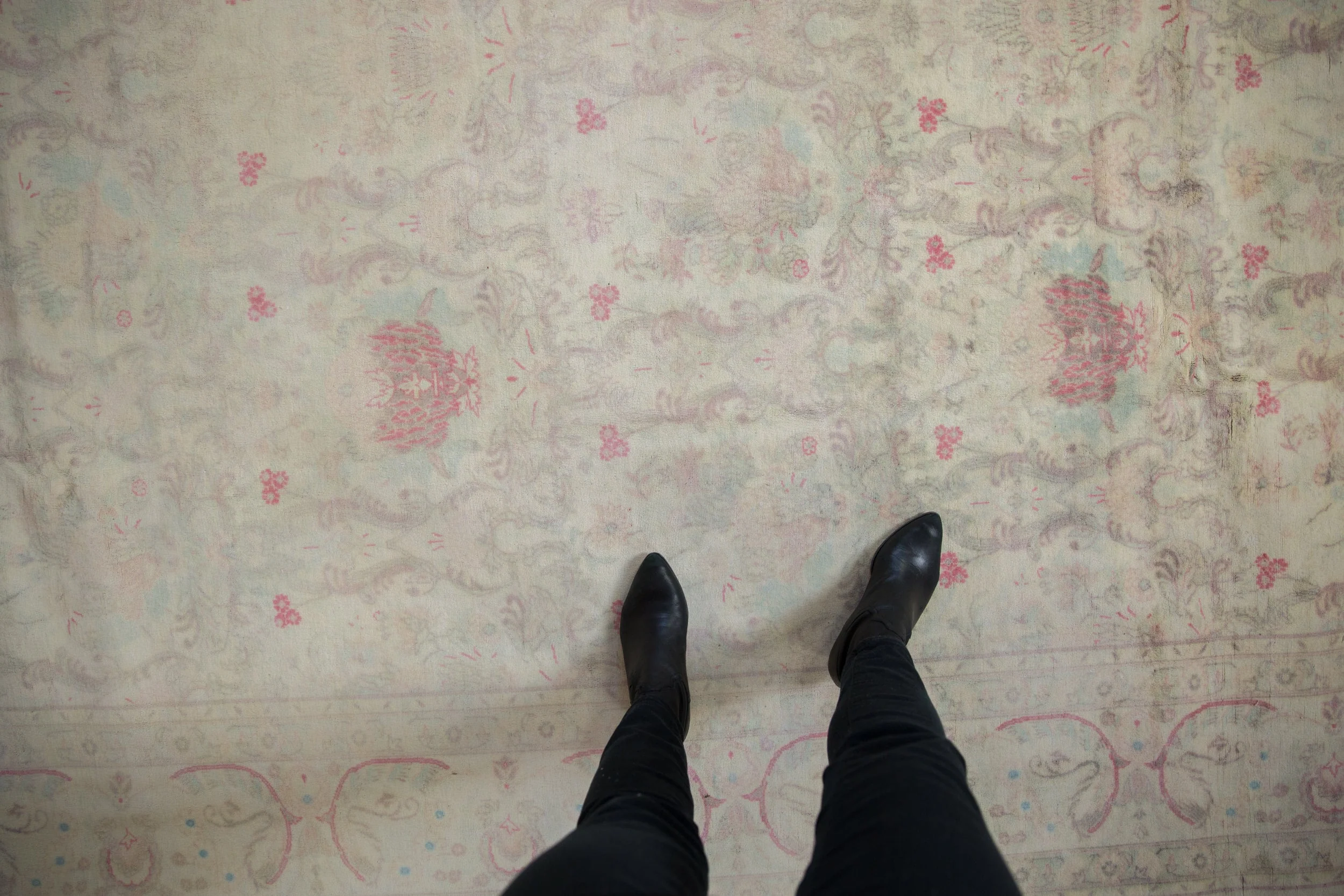10x14 Vintage Distressed Bulgarian Kerman Design Carpet - Image 2