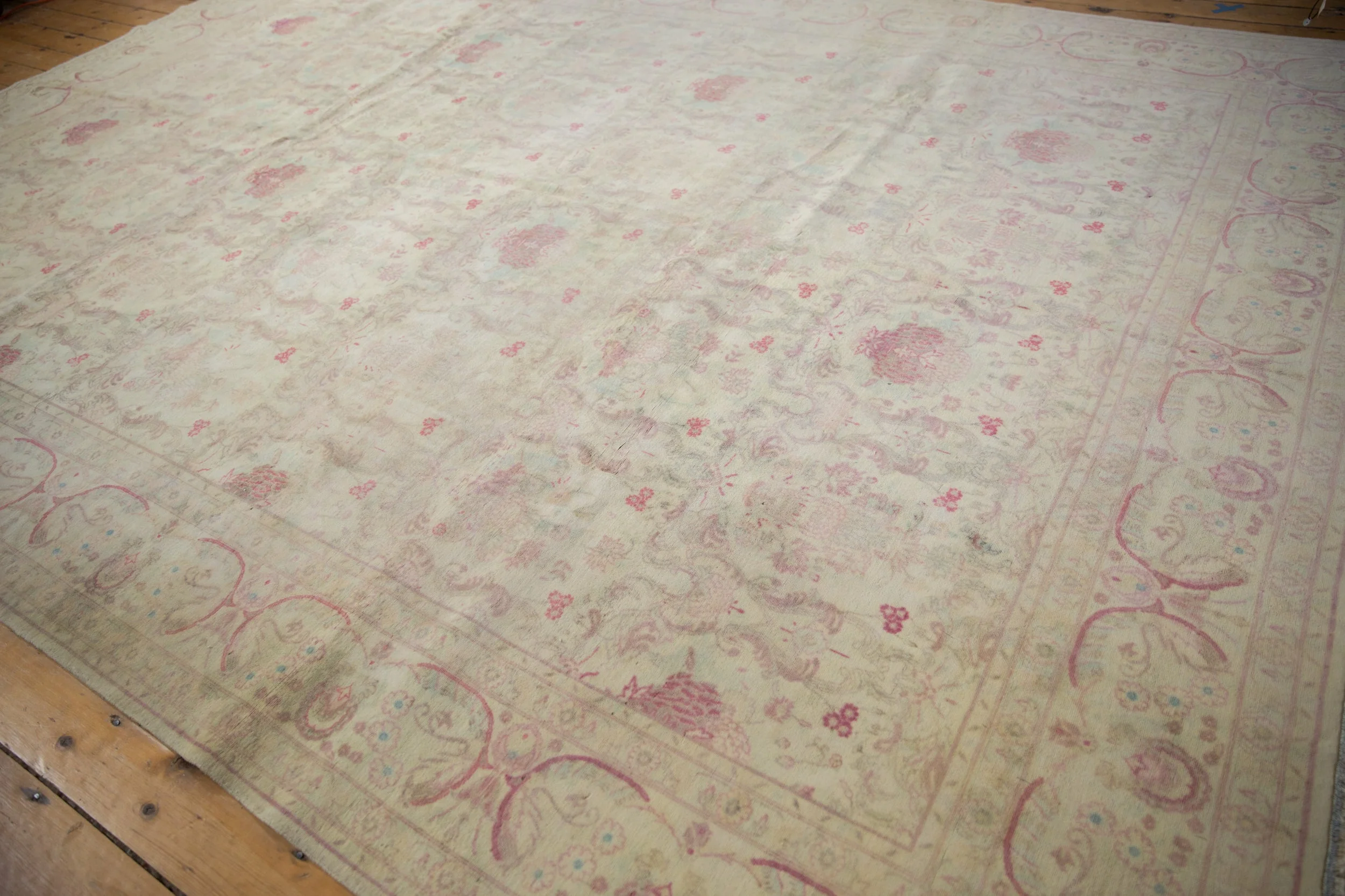 10x14 Vintage Distressed Bulgarian Kerman Design Carpet - Image 9