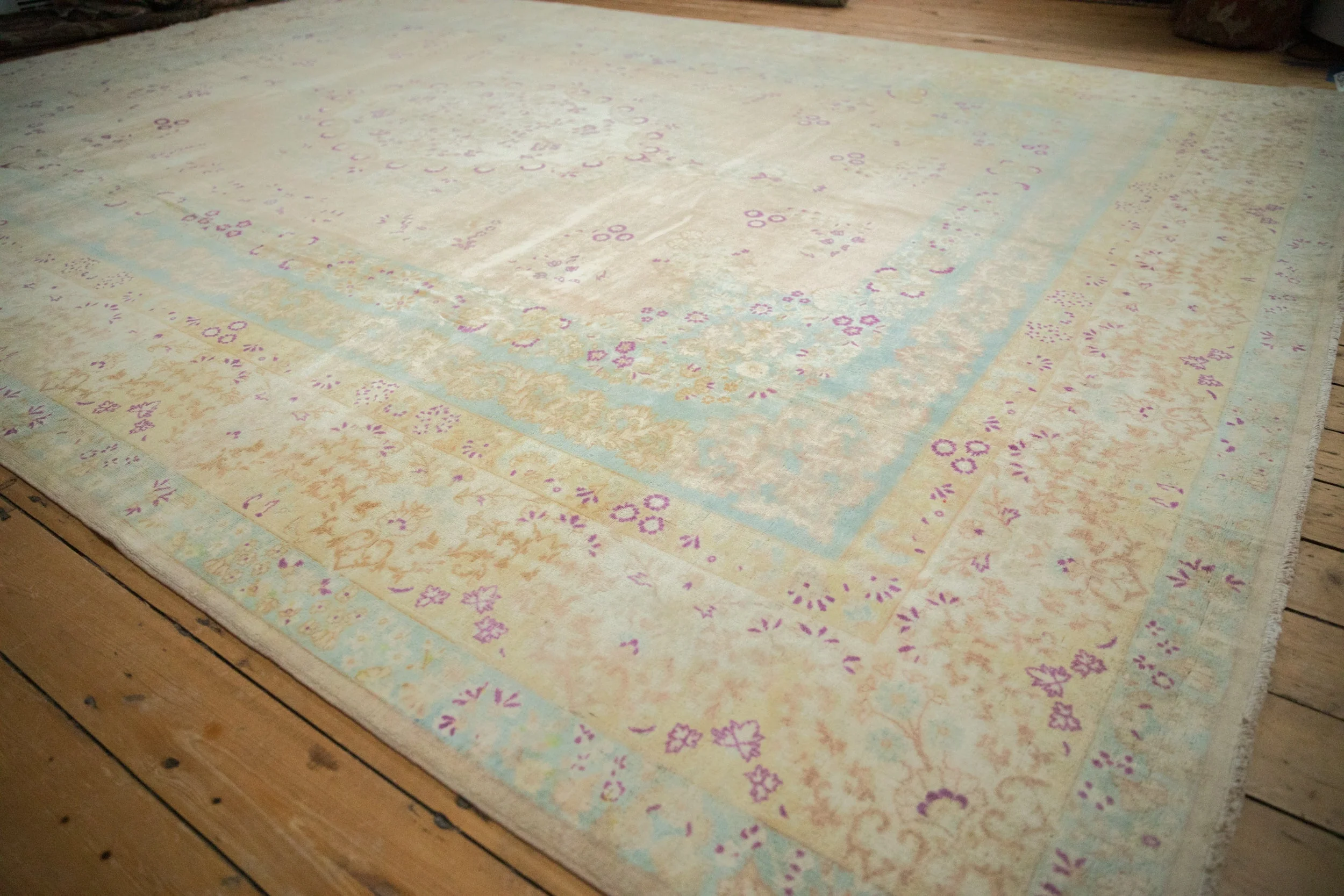 10x14 Vintage Distressed Bulgarian Kerman Design Carpet - Image 3