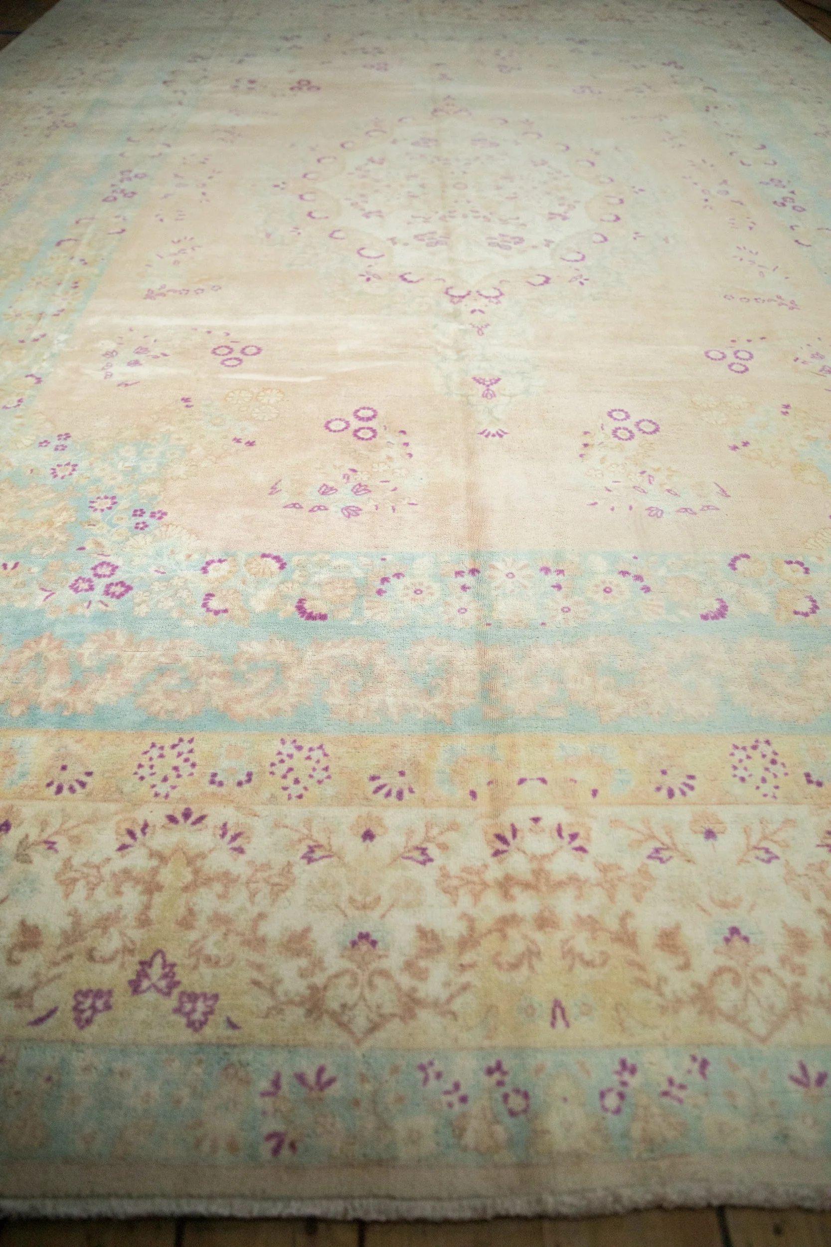 10x14 Vintage Distressed Bulgarian Kerman Design Carpet - Image 5