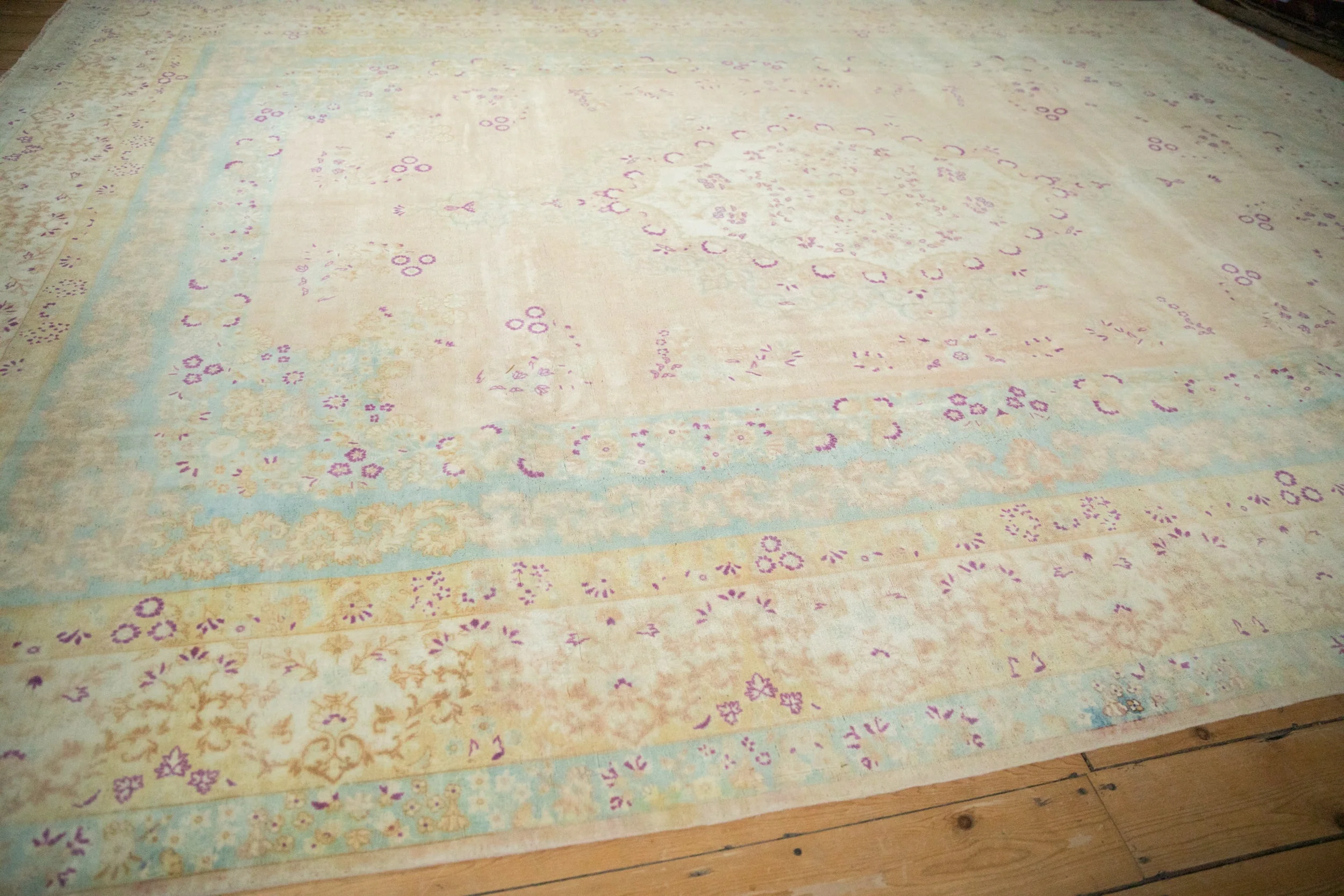 10x14 Vintage Distressed Bulgarian Kerman Design Carpet - Image 6