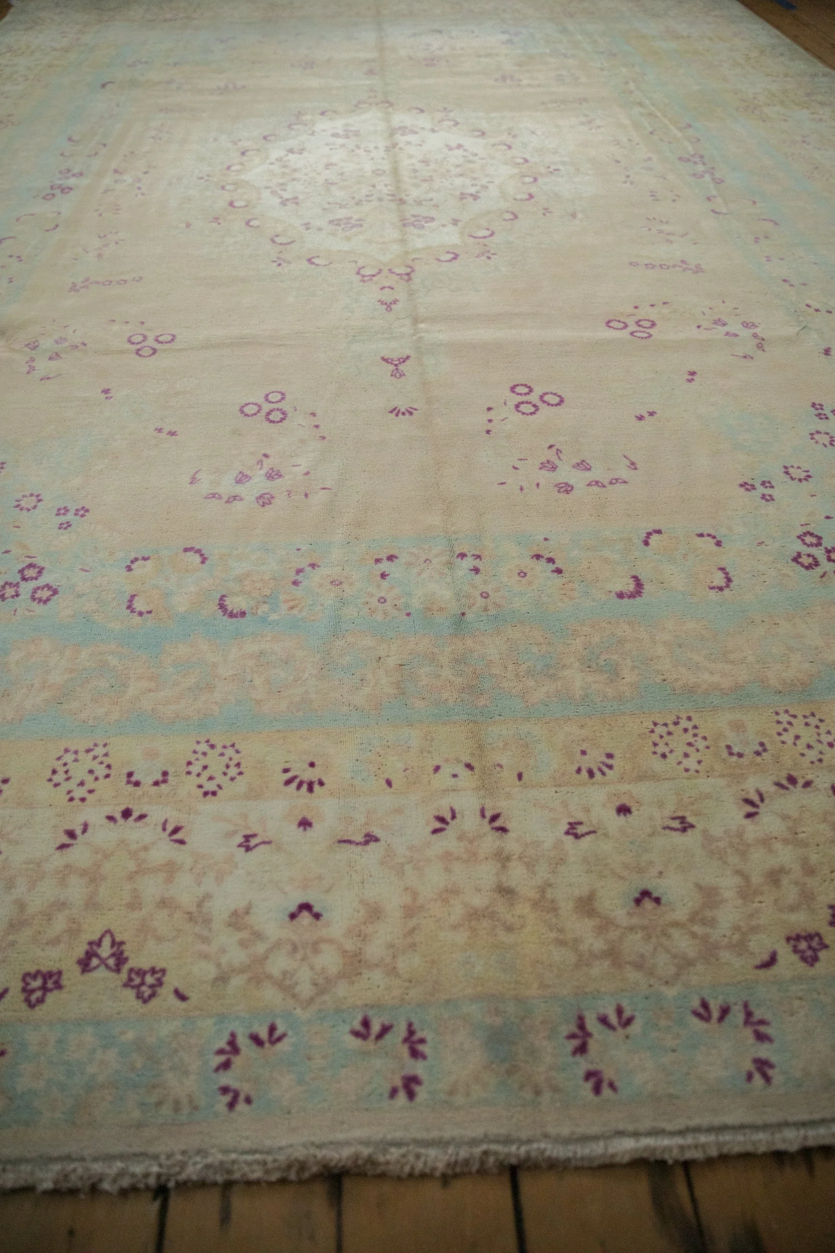 10x14 Vintage Distressed Bulgarian Kerman Design Carpet - Image 7