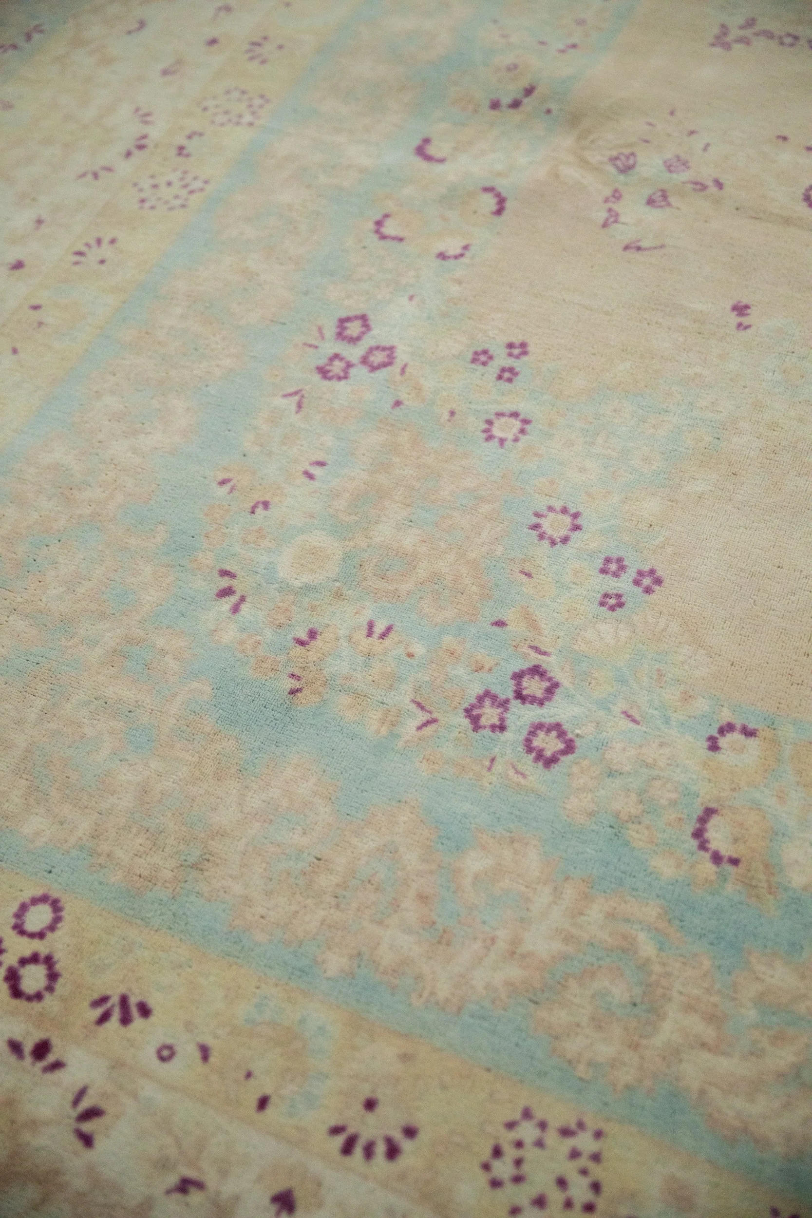 10x14 Vintage Distressed Bulgarian Kerman Design Carpet - Image 8
