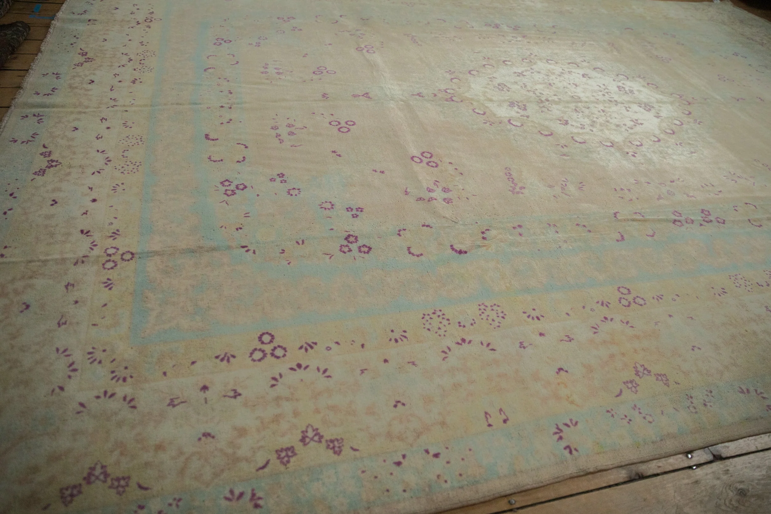 10x14 Vintage Distressed Bulgarian Kerman Design Carpet - Image 9