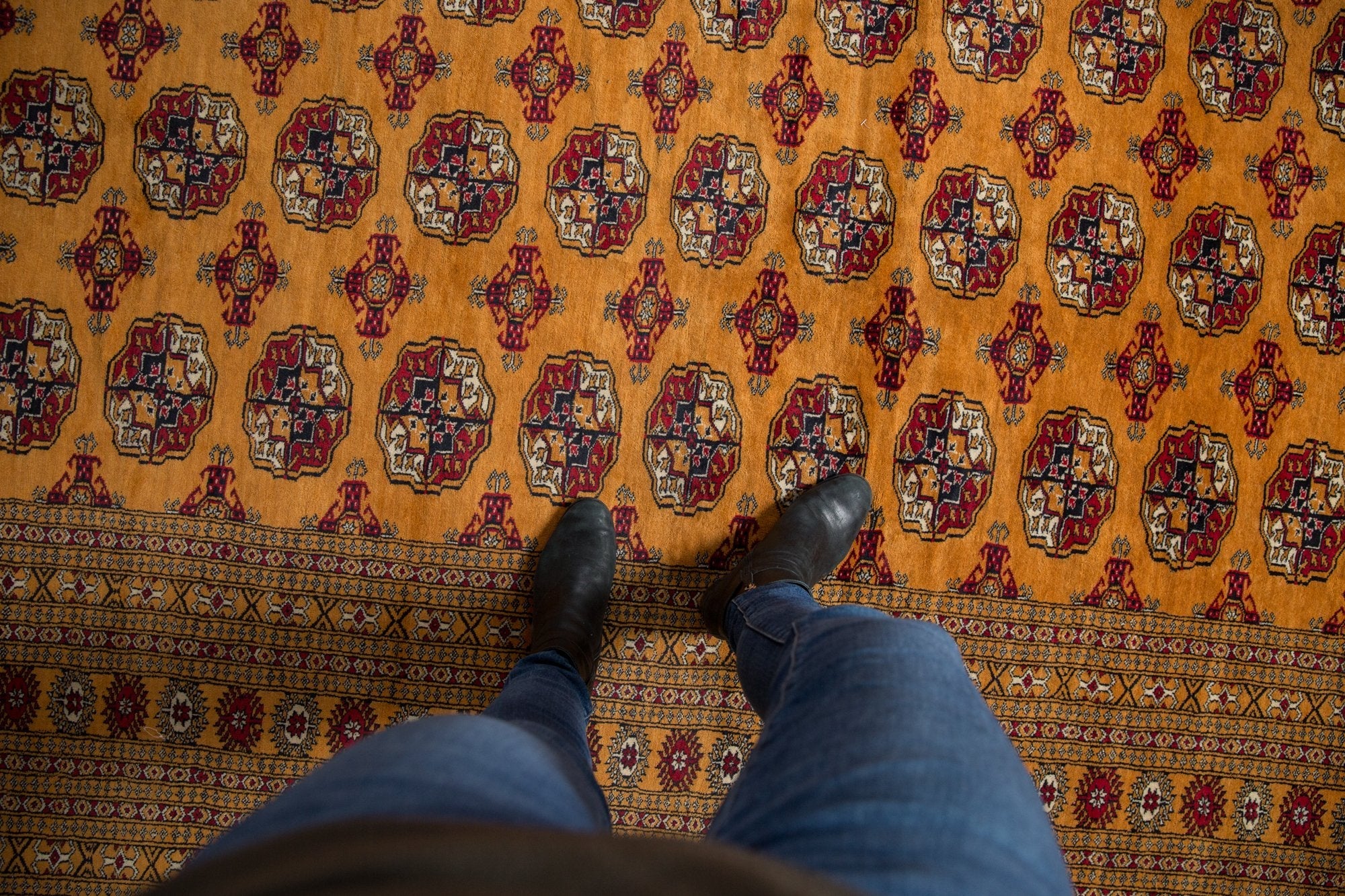 10x14 Vintage Fine Pakistani Bokhara Design Carpet - Image 2