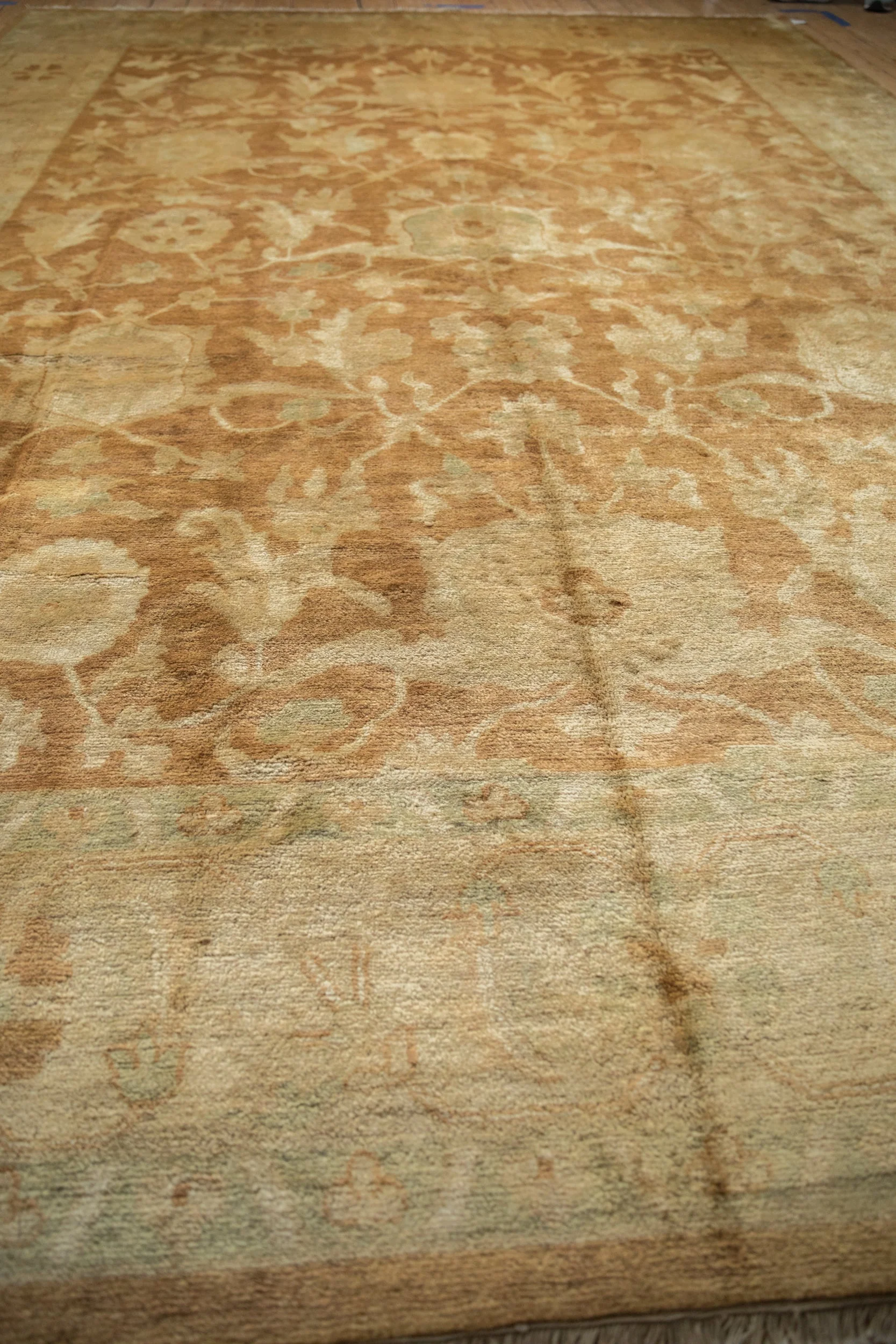 RESERVED 10x14 Vintage Gold Wash Indian Oushak Design Carpet - Image 8