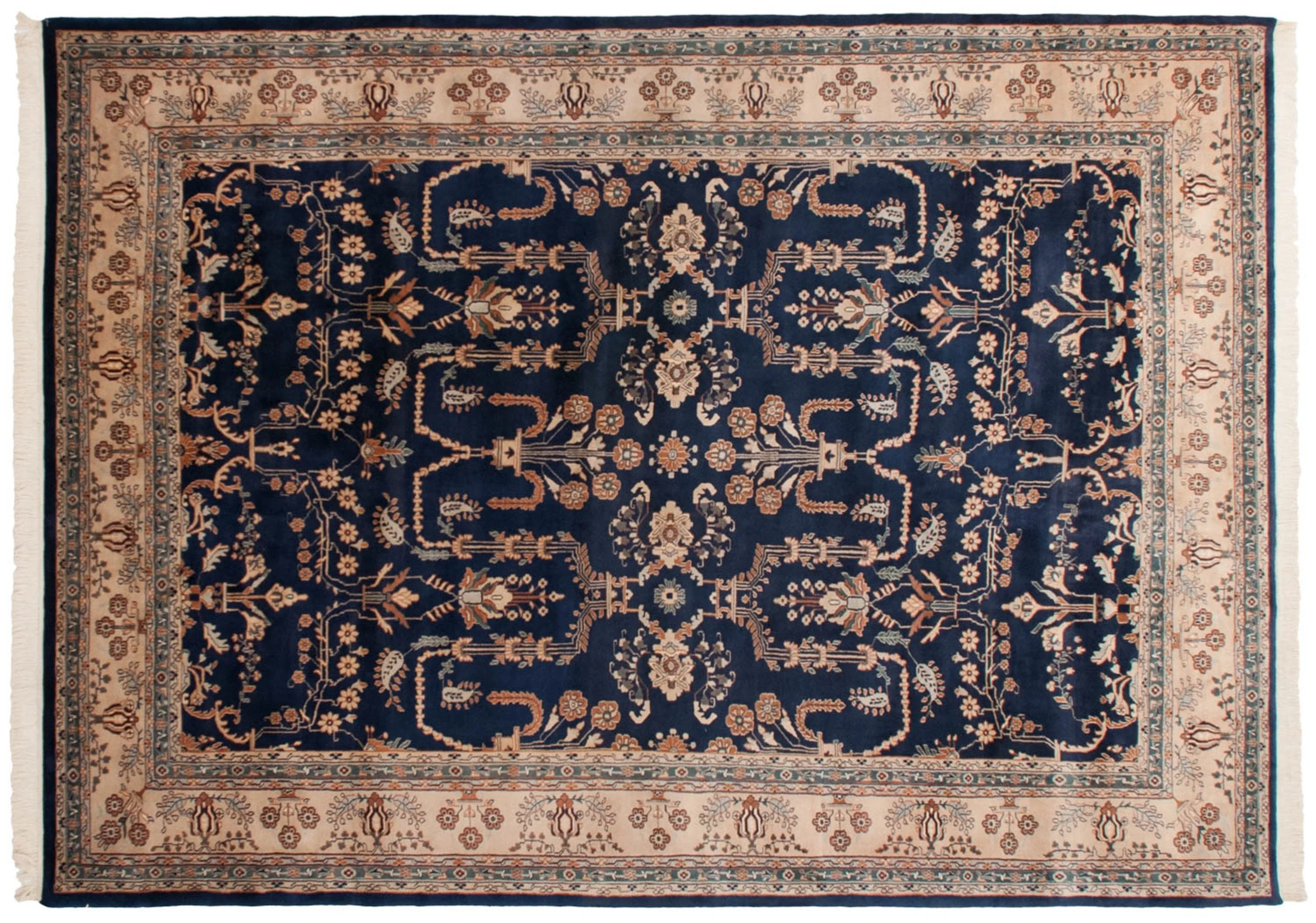 10x14 Vintage Indian Mohajeran Sarouk Design Carpet - Image 6