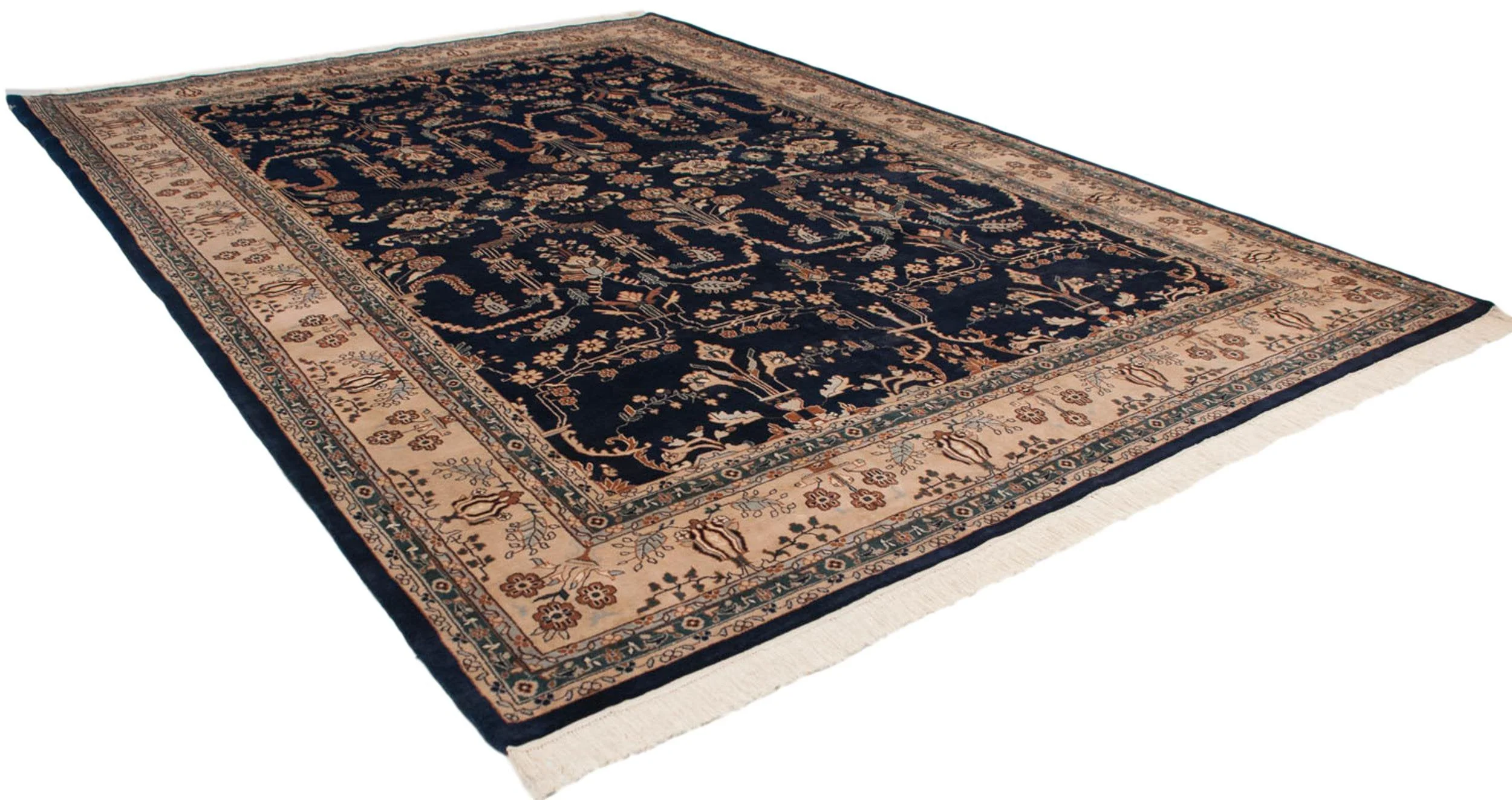 10x14 Vintage Indian Mohajeran Sarouk Design Carpet - Image 8