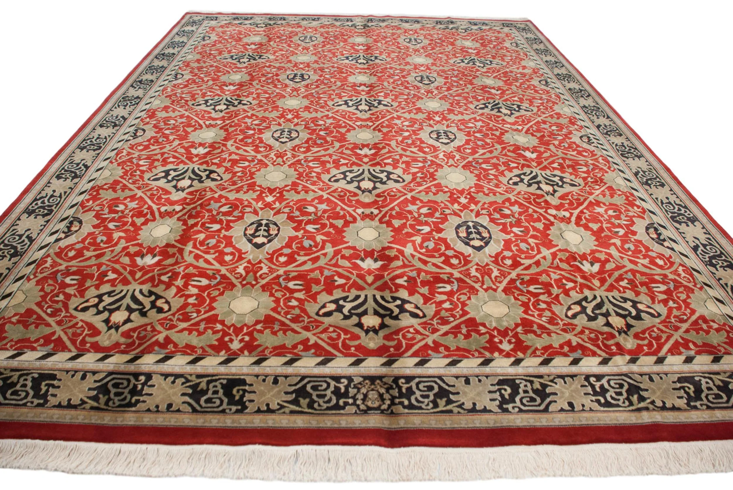 10x14 Vintage Indian William Morris Design Carpet - Image 9