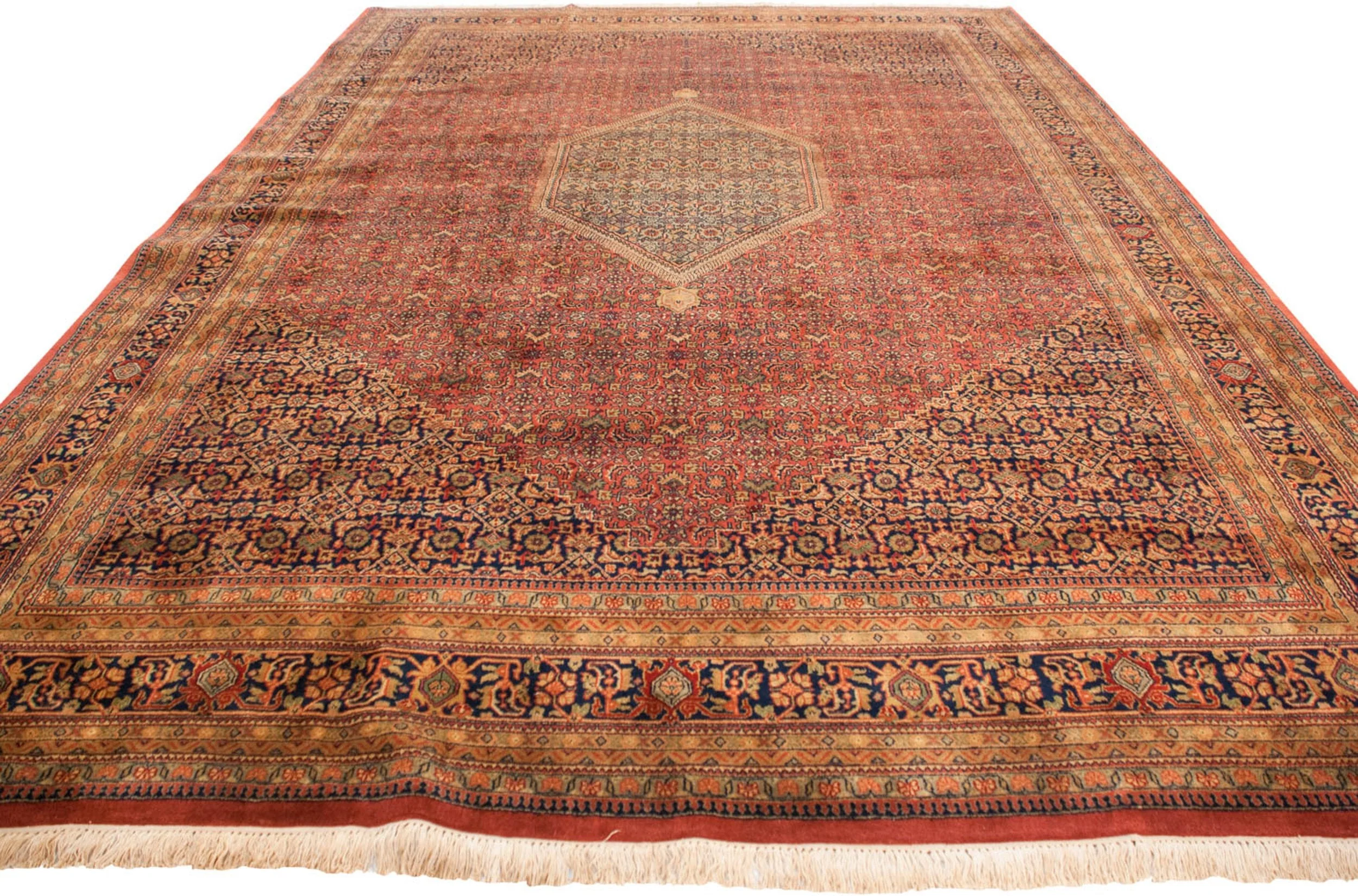 10x14 Vintage Tea Washed Indian Bijar Design Carpet - Image 3