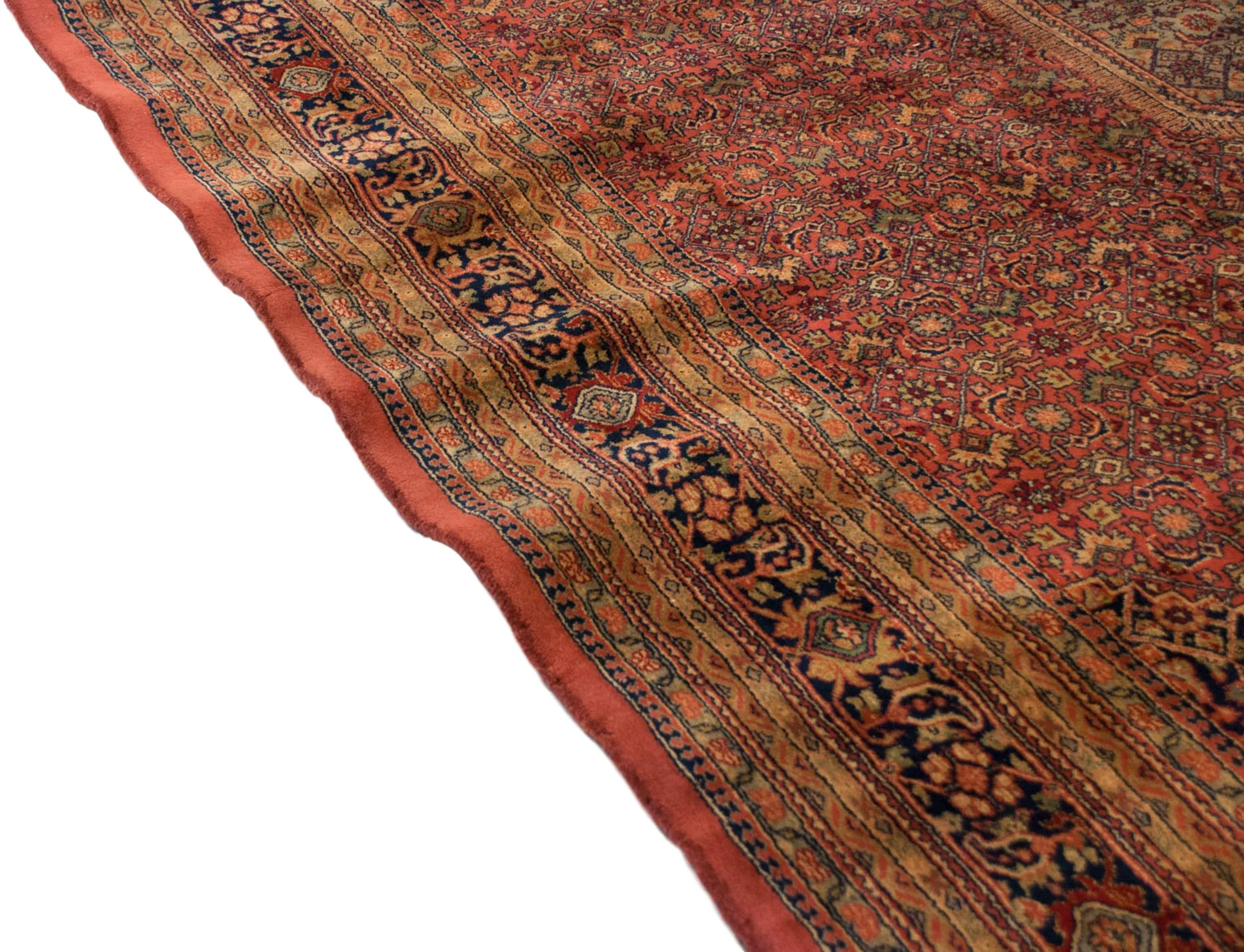 10x14 Vintage Tea Washed Indian Bijar Design Carpet - Image 4