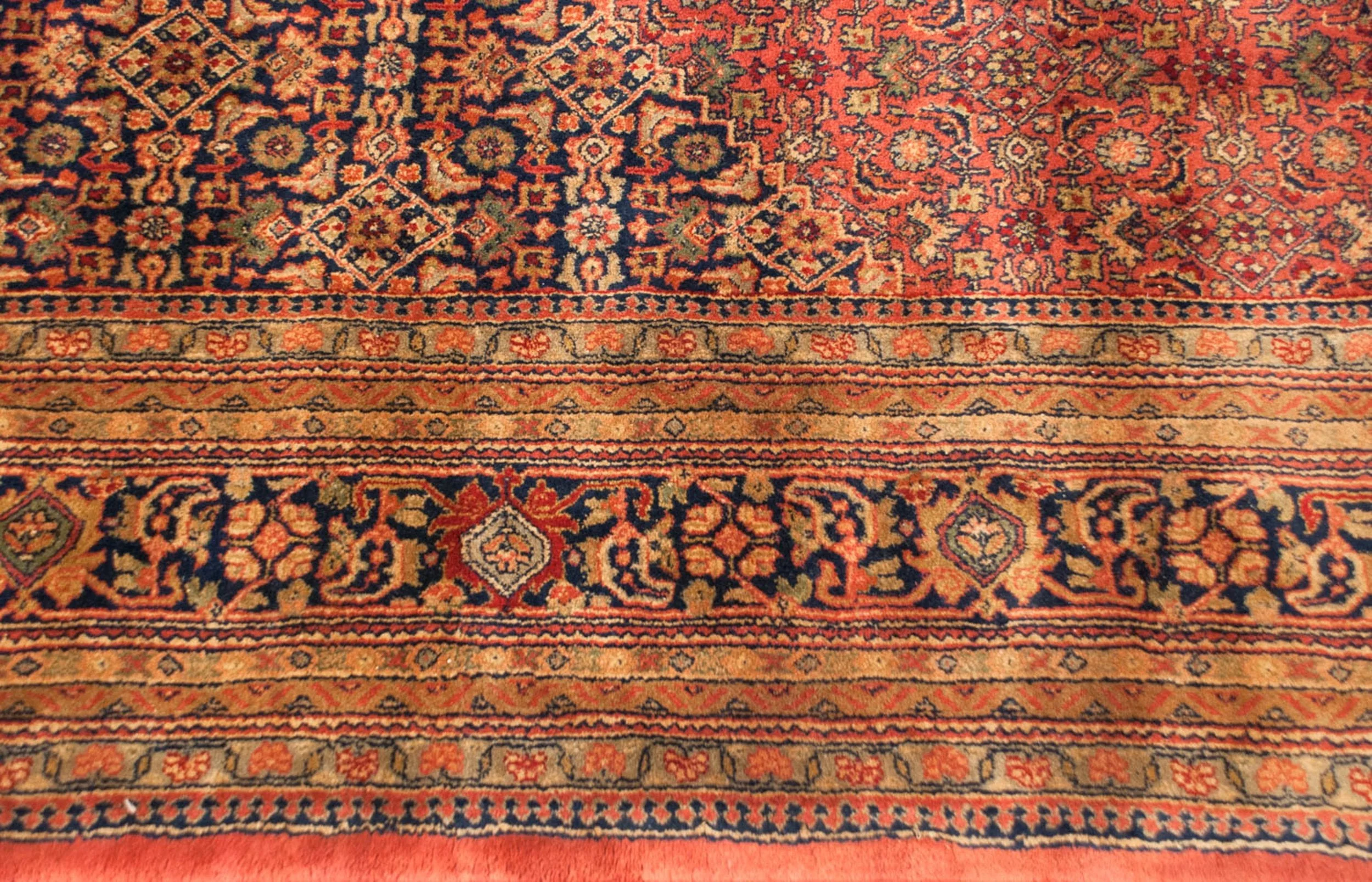 10x14 Vintage Tea Washed Indian Bijar Design Carpet - Image 5