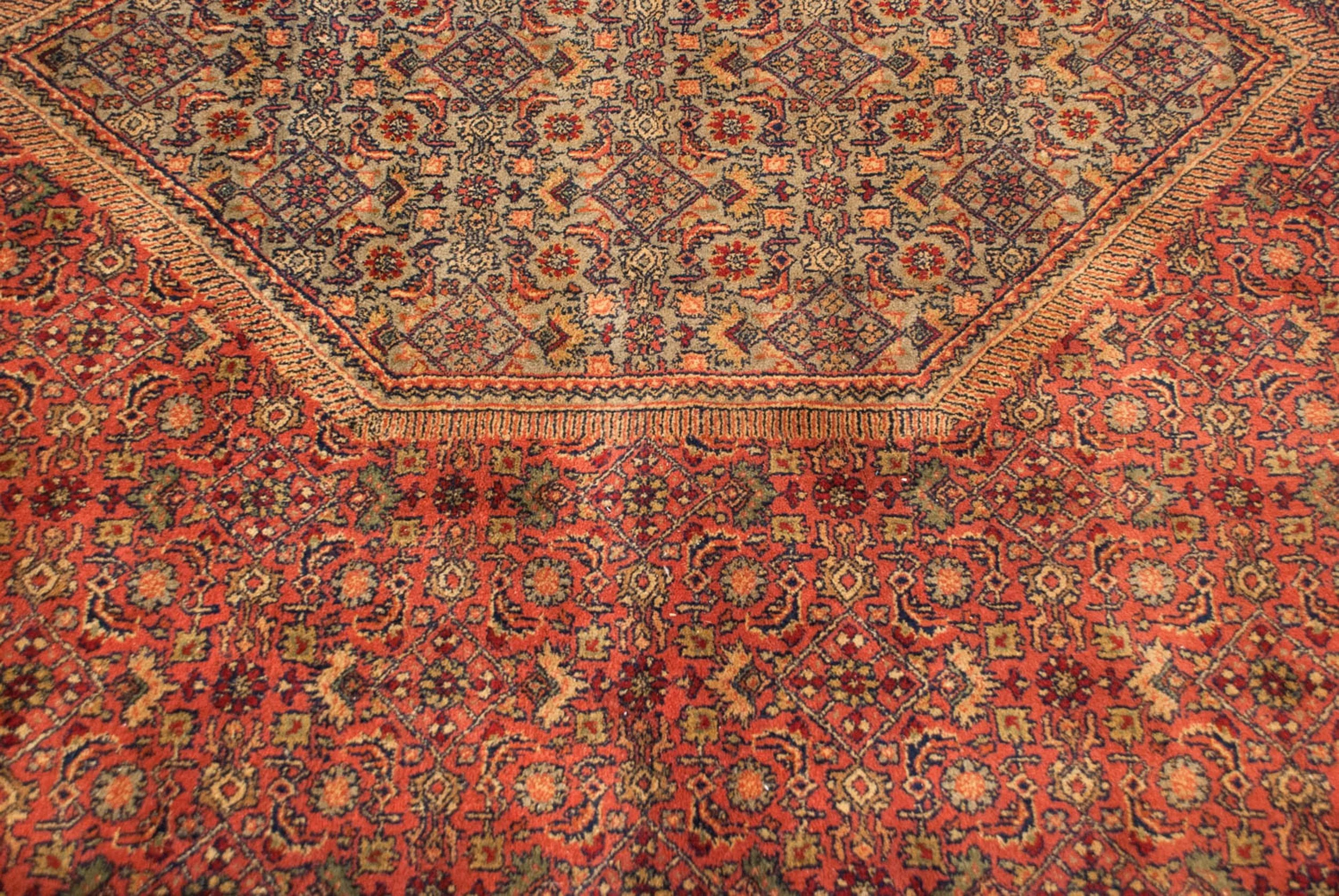 10x14 Vintage Tea Washed Indian Bijar Design Carpet - Image 6