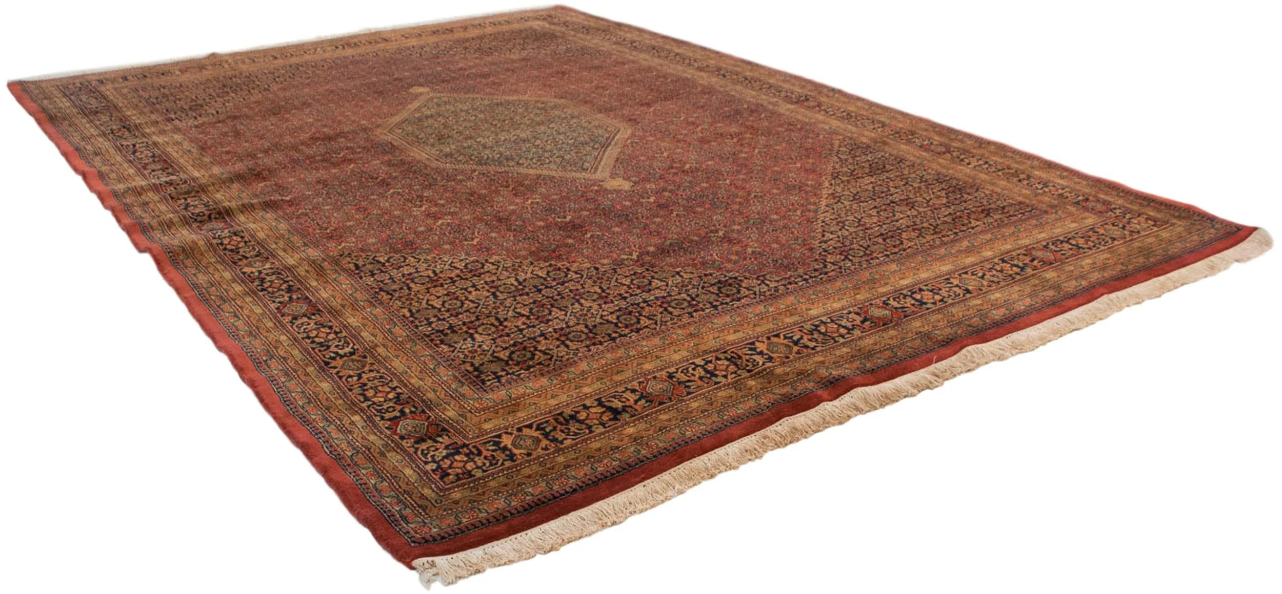 10x14 Vintage Tea Washed Indian Bijar Design Carpet - Image 8