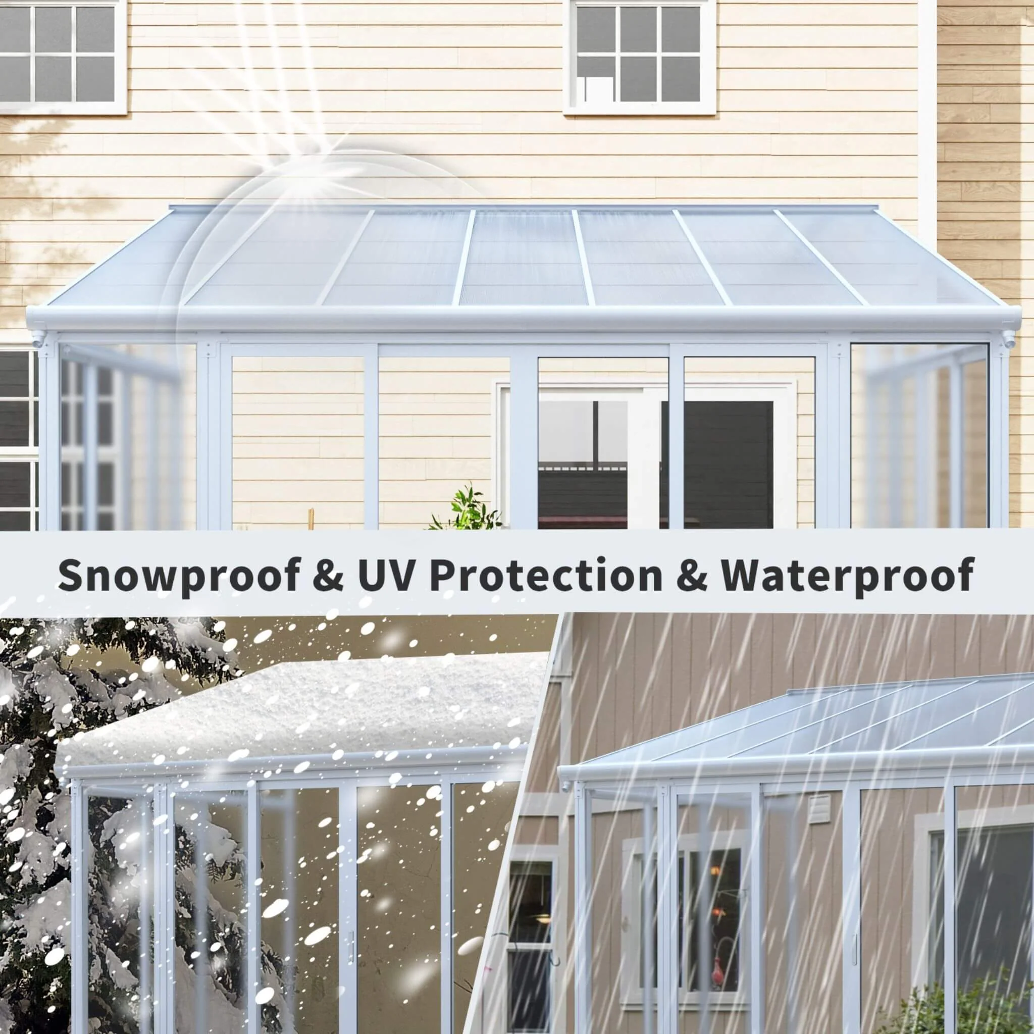 [10X14FT] Heavy-Duty All-Season Aluminum Alloy Patio Sunroom With 3 Lockable Sliding Doors (SAK62713) - Image 4